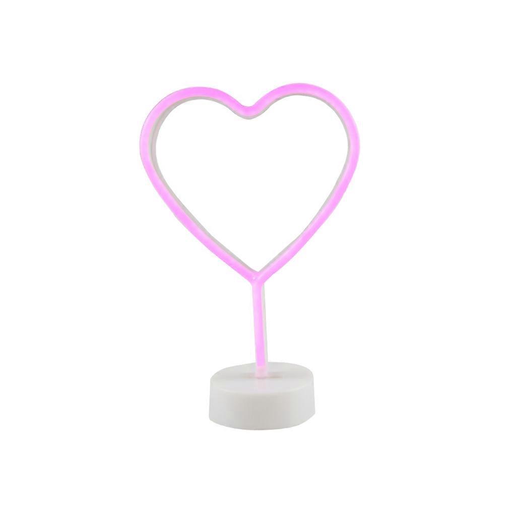 Pink Heart Shaped LED Desk Lamp with USB or Battery Option Silicone Material for Romantic