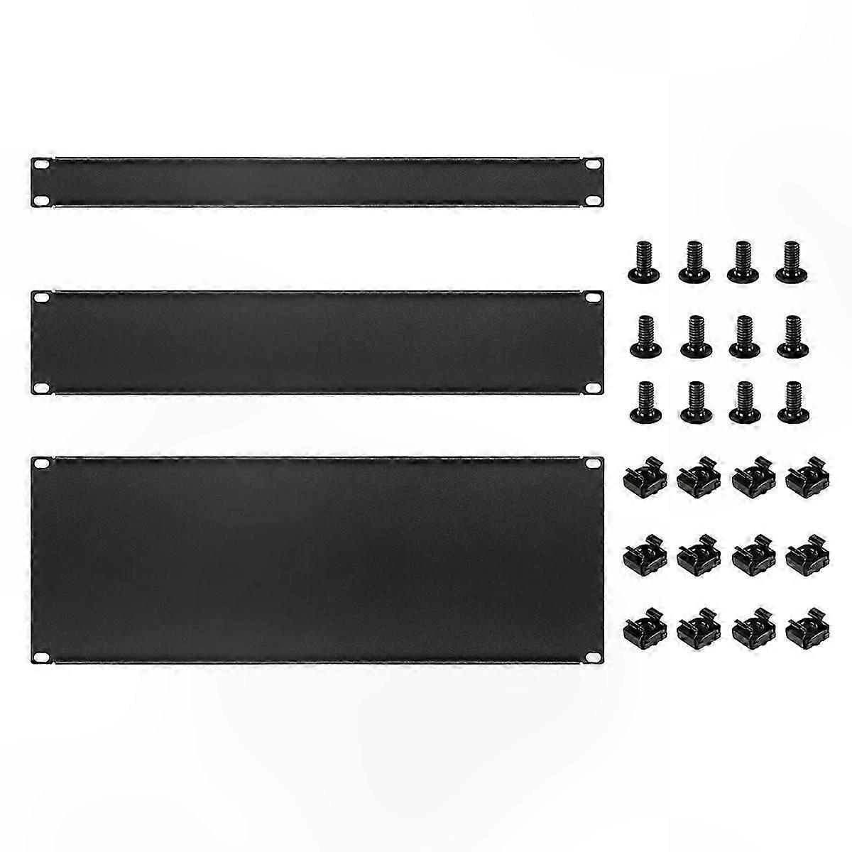1U 2U 4U Metal Rack Mount Blank Panels, 3-Pack Filler for Server Racks