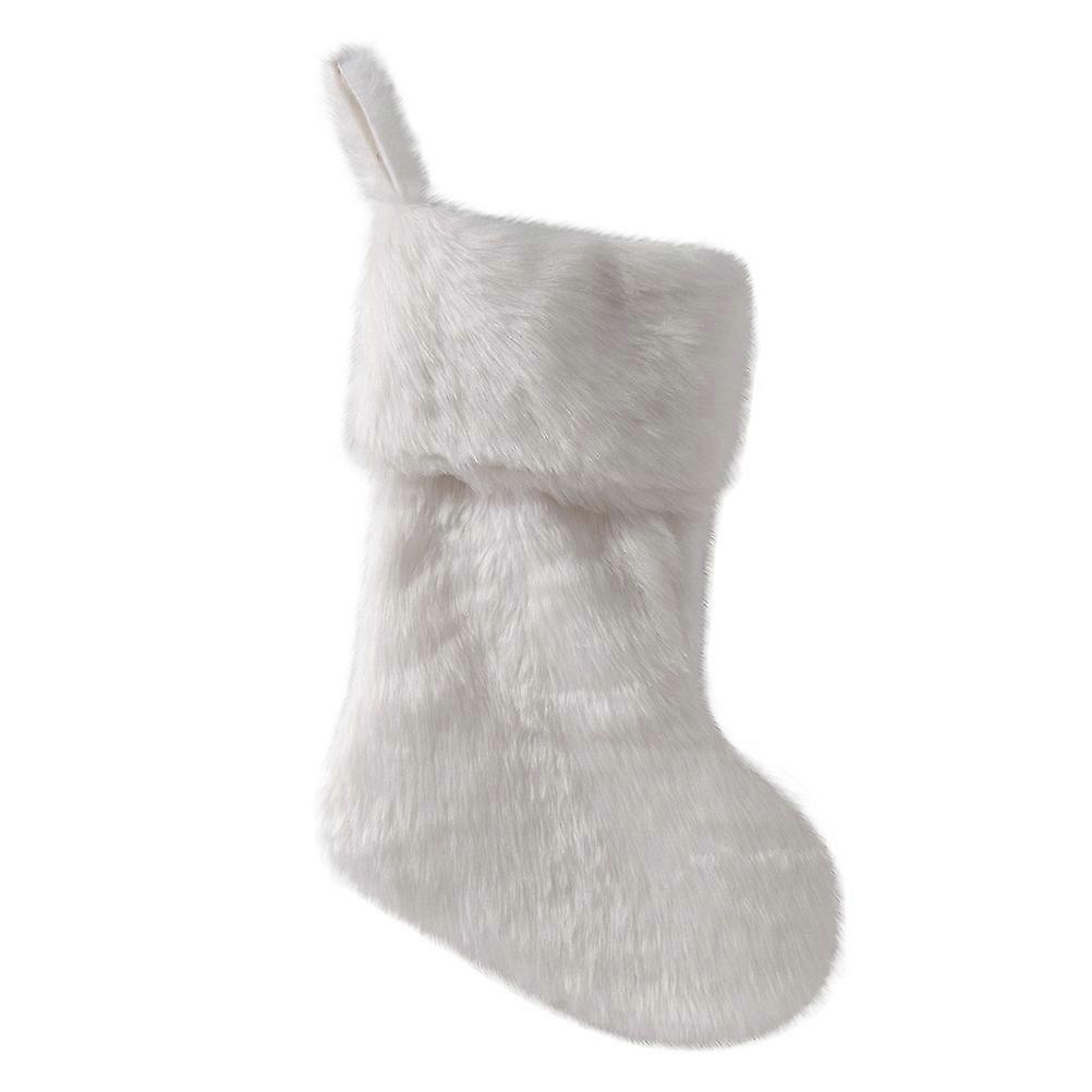 Festive Halloween Mini Stocking White Plush Candy Holder For New Years Day 44X32CM 1Pack