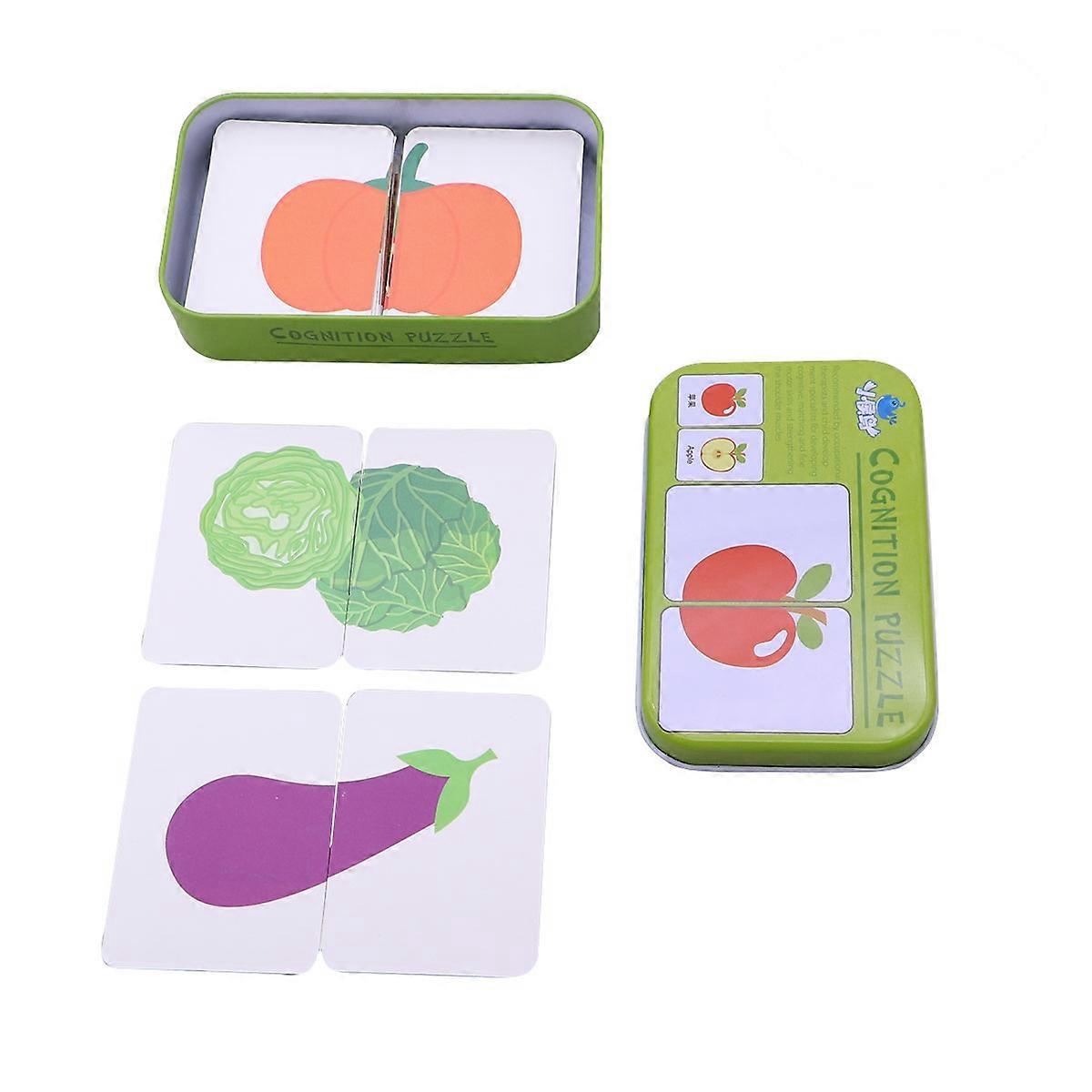Learning Flash Cards for Kids with Premium Hard Paper and Tin Box Multicolored Educational Toys Recognize Items and Words 32Pcs