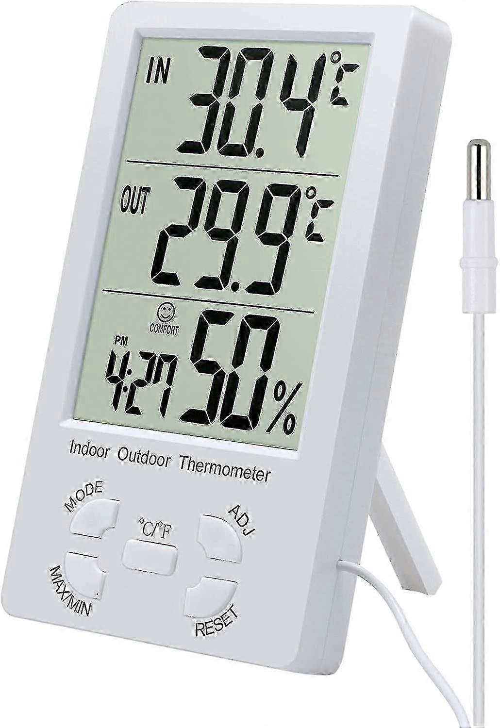 Hygrometer Thermometer Digital Lcd Display Humidity Measurement Portable Indoor Outdoor Temperature Meter Probe Sensor For Weather Stations Office Roo