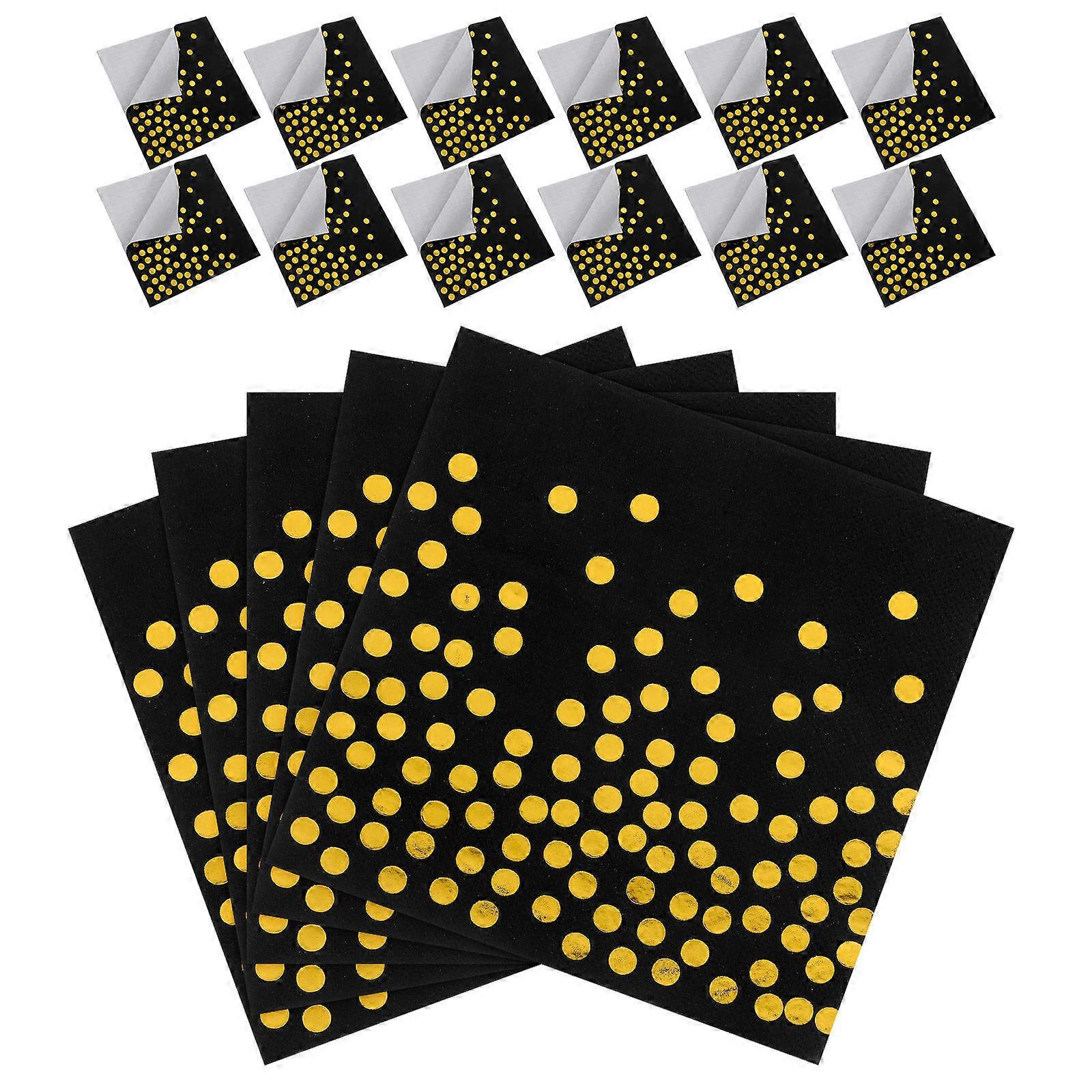مناديل ورقية من رقائق معدنية سوداء لاحتفالات حفلات أعياد الميلاد 20 ورقة تصميم مربع