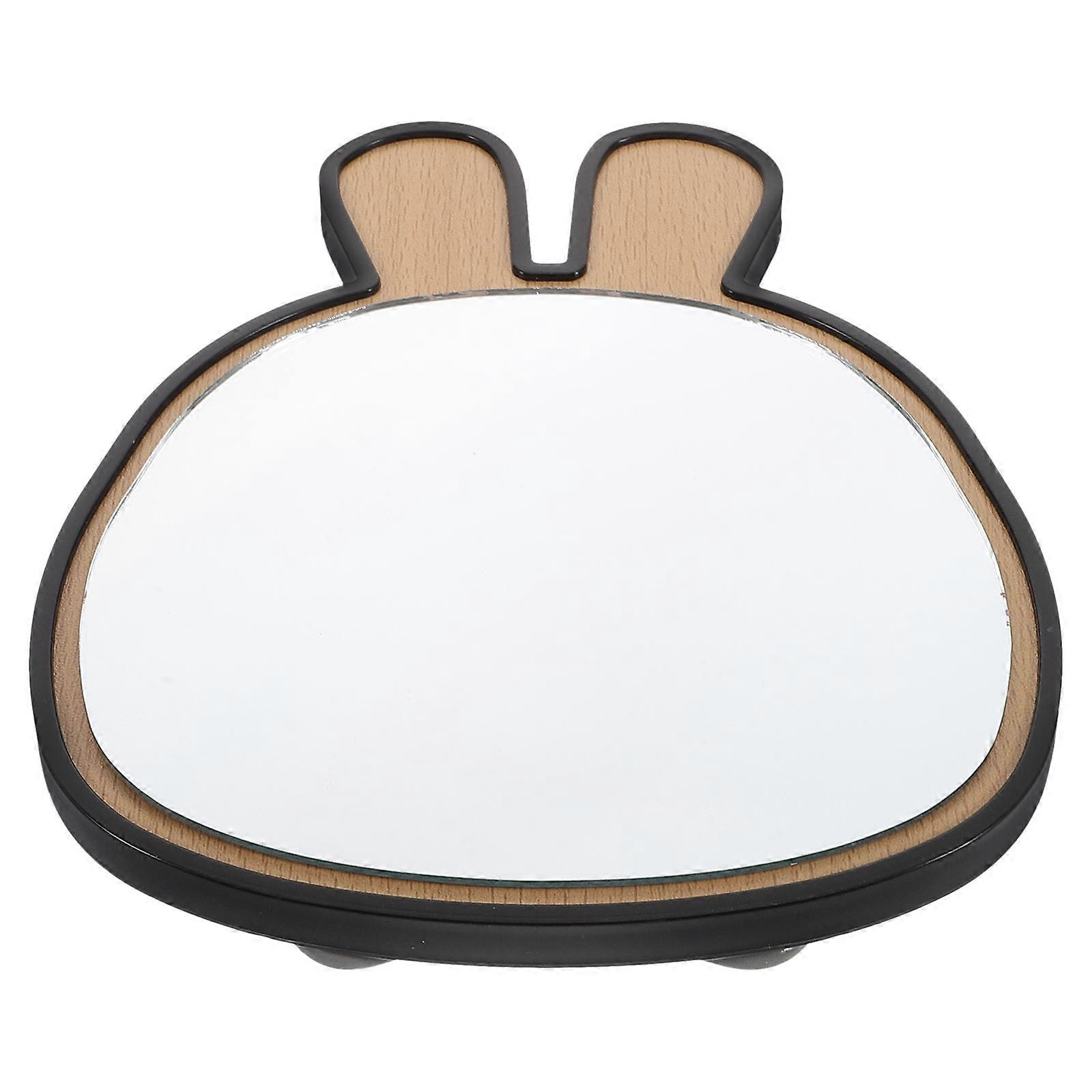 Cute Khaki Wooden Animal Shaped Highdefinition Makeup Mirror with Adjustable Angle for Tabletop 5