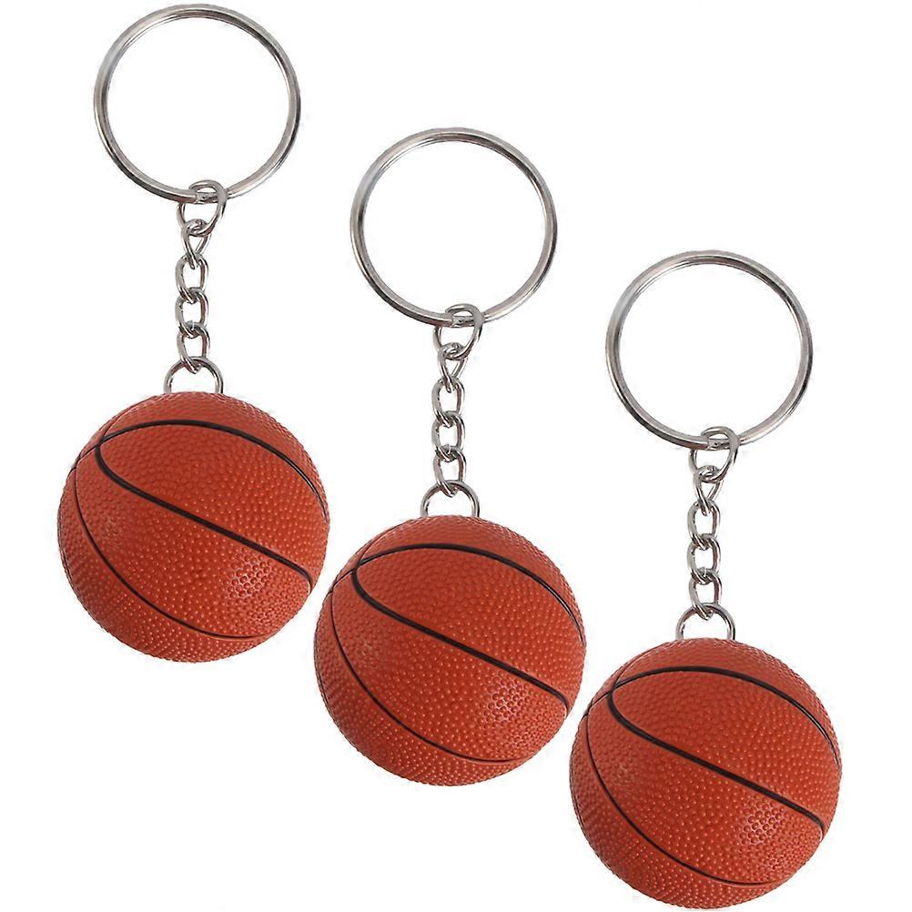 Basketball Keychains for Decoration Sophisticated Design and Durable Metal Plastic Brown 3 Pieces