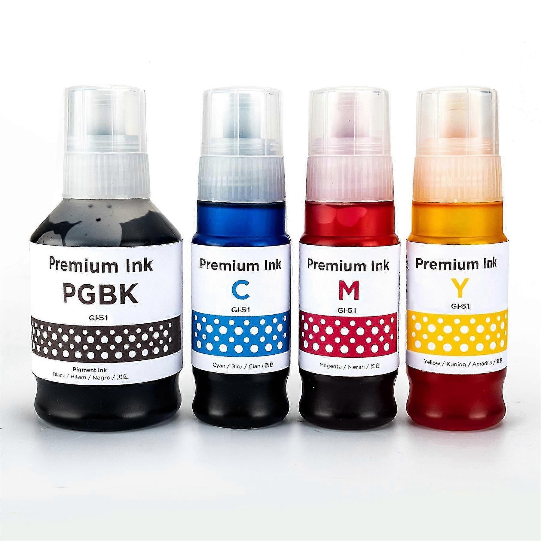 طقم زجاجات حبر إعادة التعبئة G-51 المتوافقة مع أحبار Go Inks ، 4 عبوات ، BK / C / M / Y ل Canon PIXMA G1520 G1530 G2520 G2560 G2570 G3520 G3560 G3570 G3571 G3572 G4570