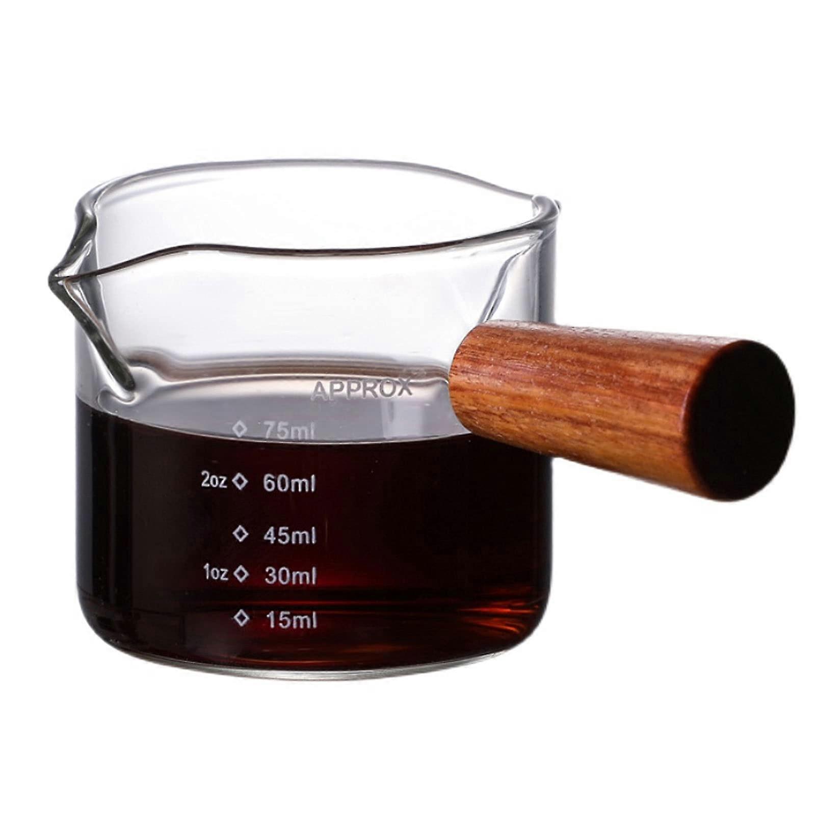Milk Jug 100ml Glass Frothing Jug with Double Mouth for Espresso, Latte, and Maple Syrup - Measuring Cup for Restaurants