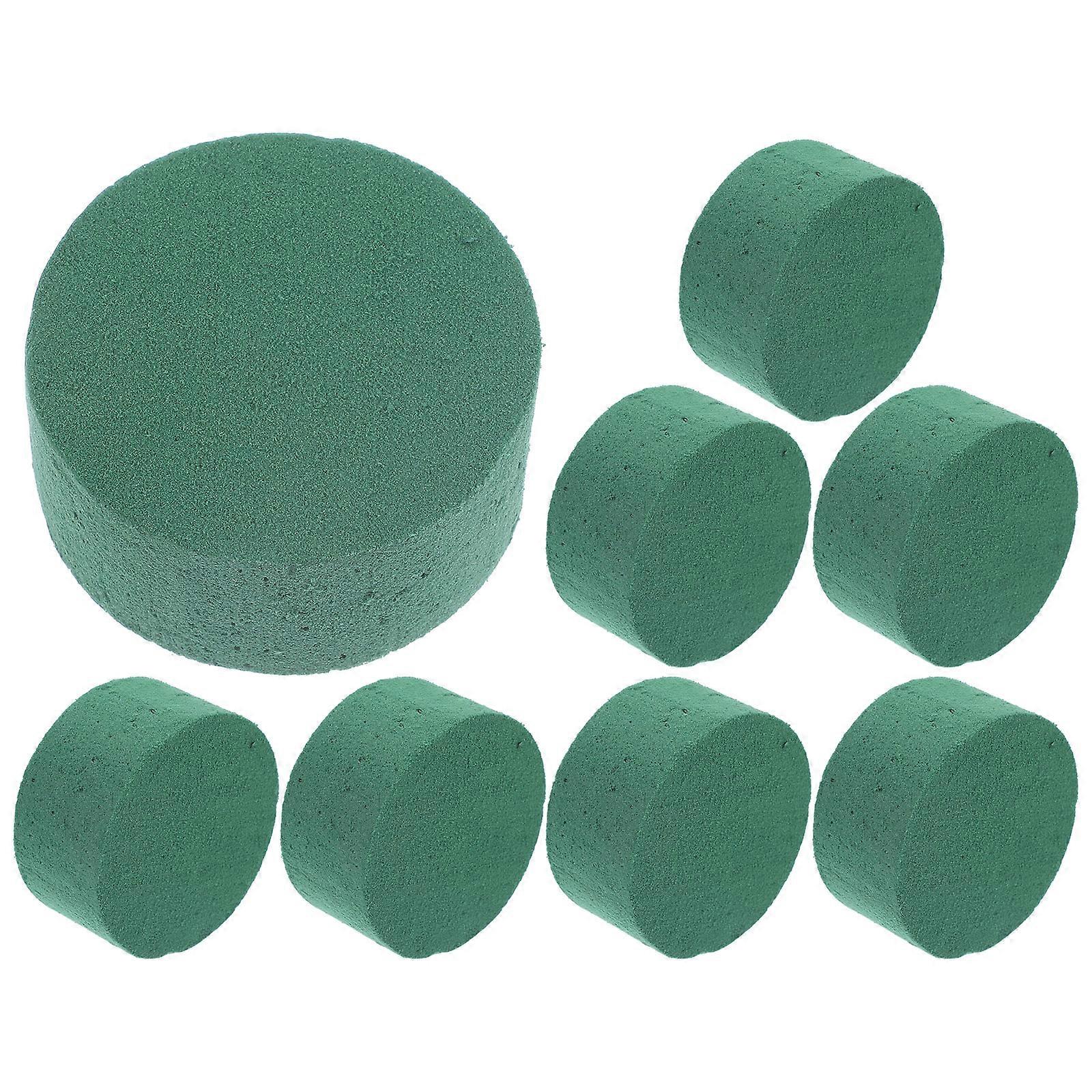 Flower Arrangement Crafts Floral Mud Round Artificial Flower Mud Blocks for Wedding Green 8X4CM Water Absorption 8Pcs