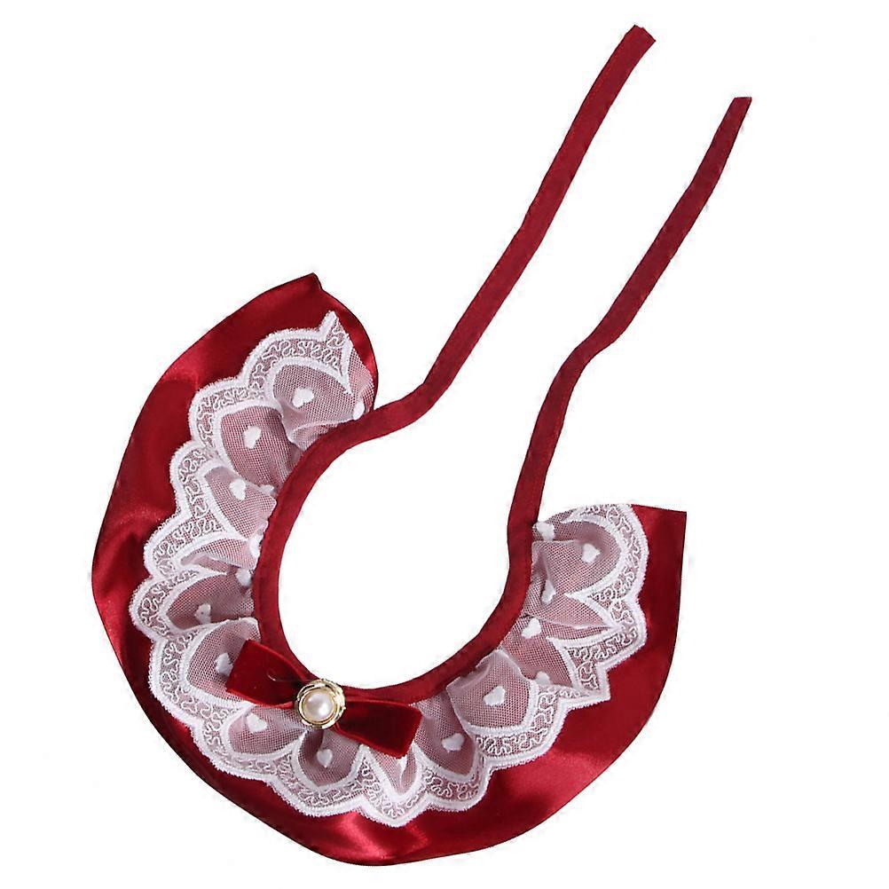 Dark Red Polyester Cat Collar Scarf Neck Tie for for Everyday Wear and Special Occasions 22.5 in