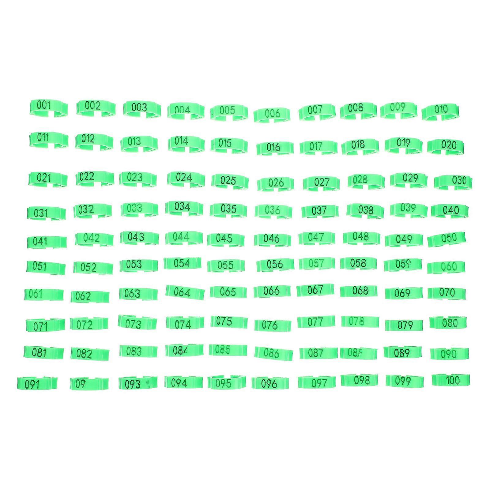 Identification Rings For Poultry Featuring 100Pcs Green Chicken Foot Bands Effective For Separating Breeds In Breeding Management
