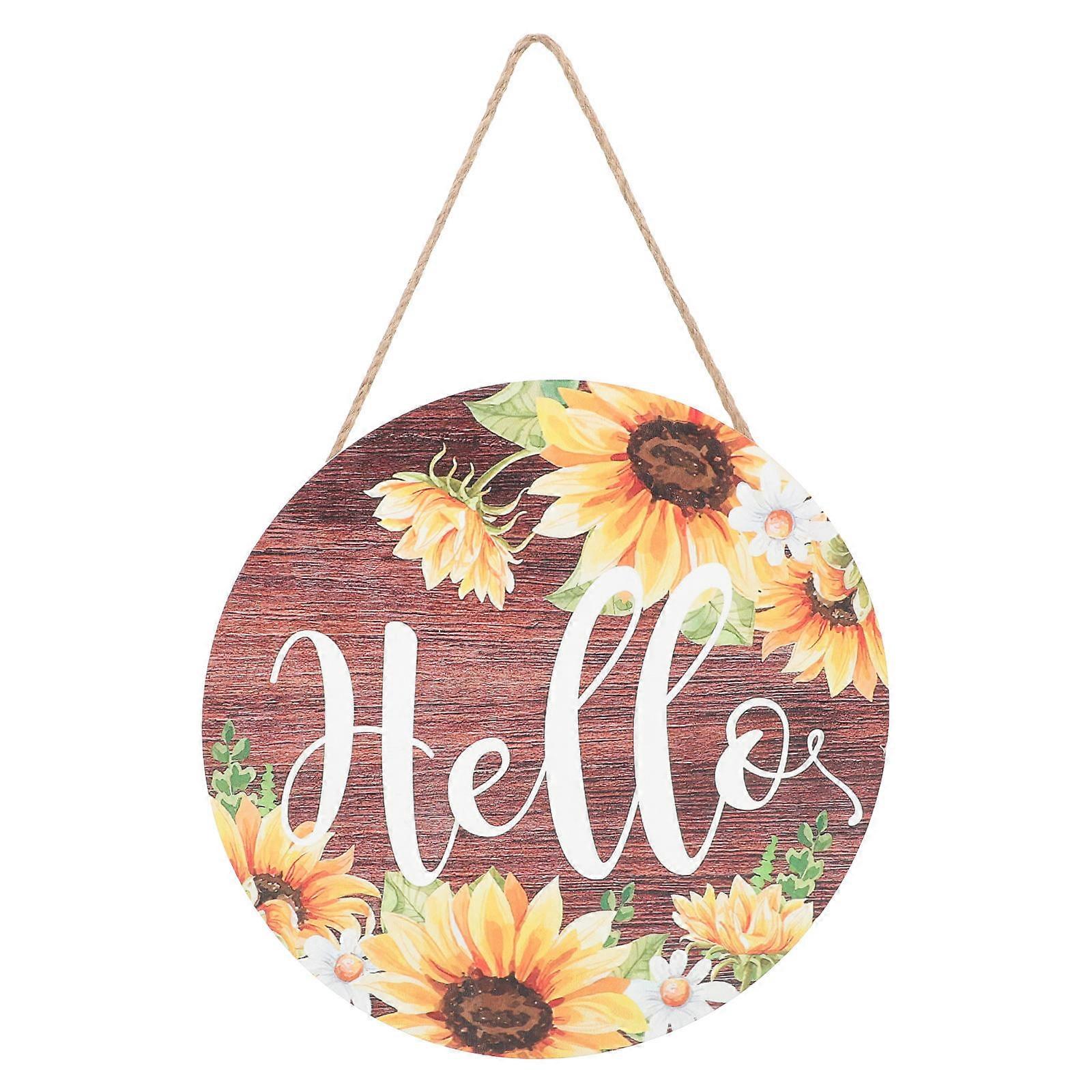 Rustic Round Welcome Sign For Home Decoration Light Brown Hanging Door Sign 30x30cm 1Set