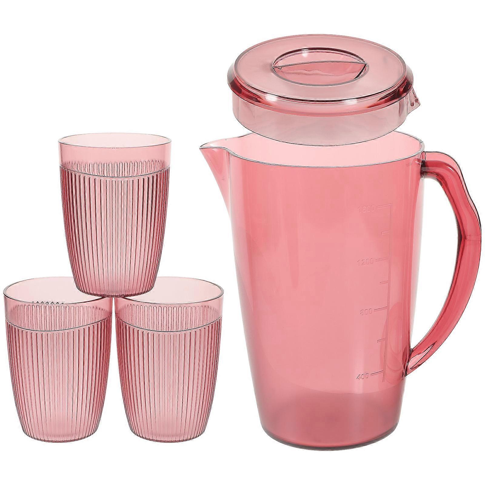 Juice Container Pitcher With Cups For Outdoor Use At Patio And Picnic Crafted From PP Material In Orange 1Set