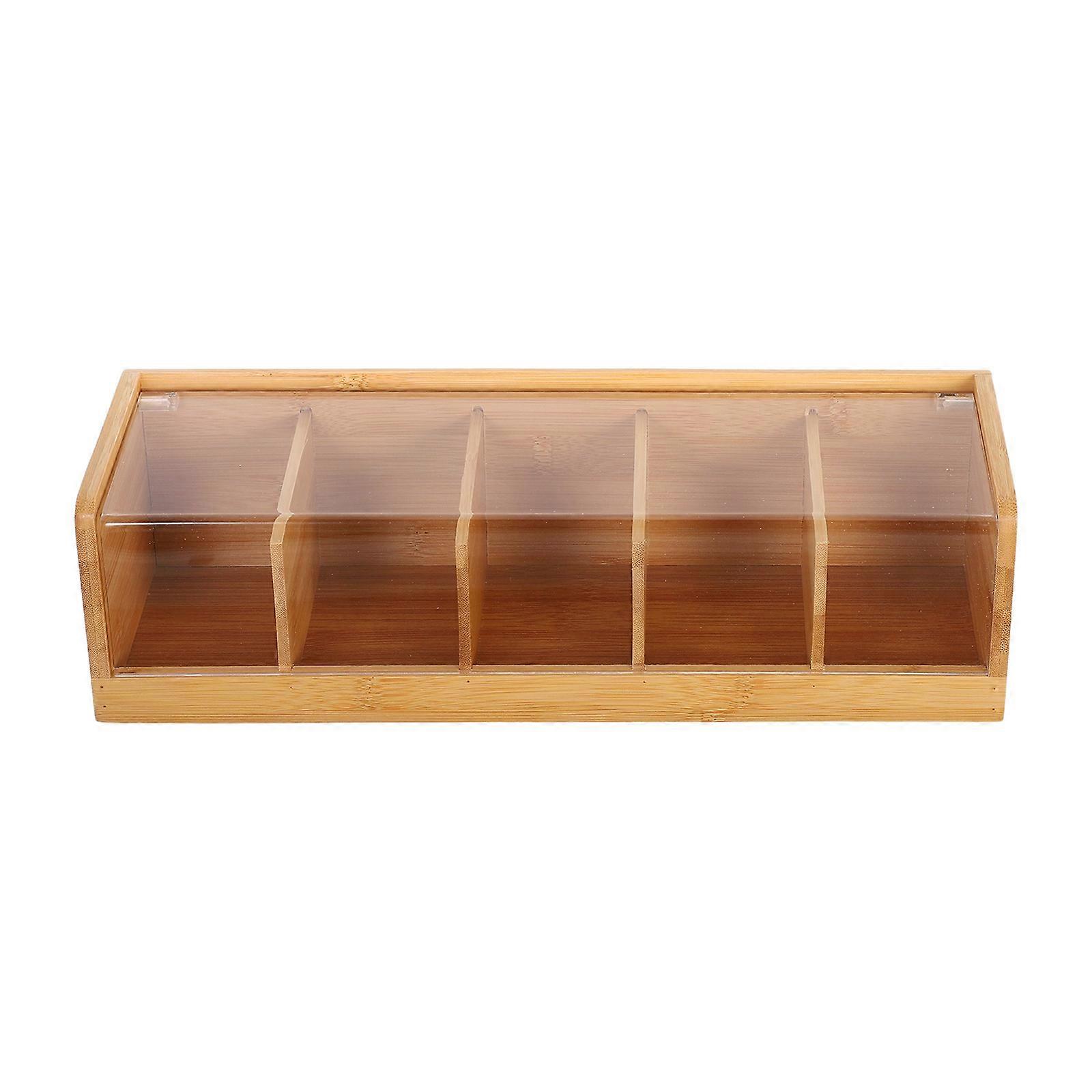 Tea Bag Organizer Box with Divided Compartments – Dustproof Storage Container for Tea Bags & Sugar Packets, Countertop Use for Home Kitchen