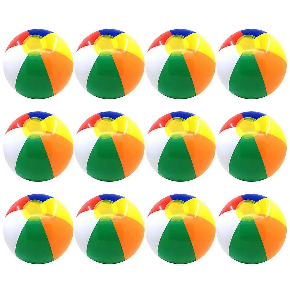 12pcs Inflatable Beach Balls Colorful For Pool Play Easy To Inflate For Summer And Pool