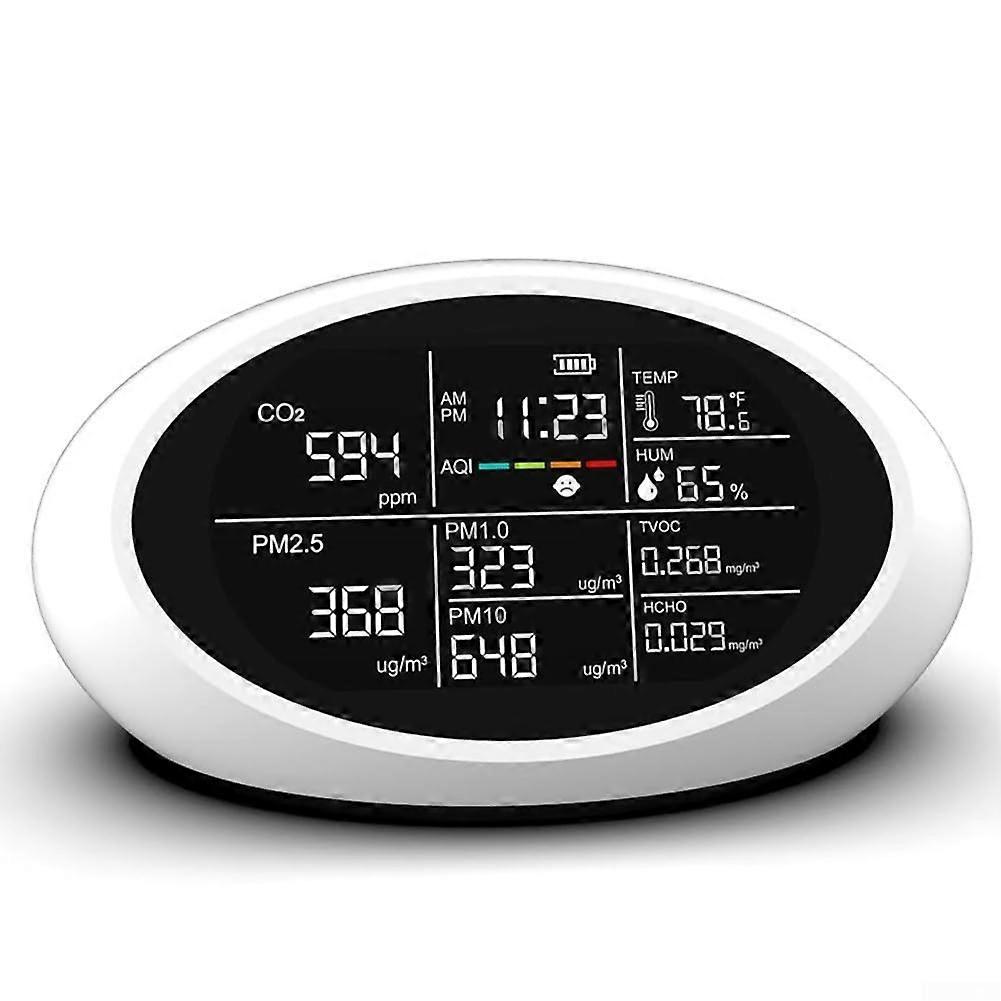 Air Quality Meter, 12in1 Indoor Air Quality Monitor, Portable Temperature and Humidity Meter for Air Quality (White)