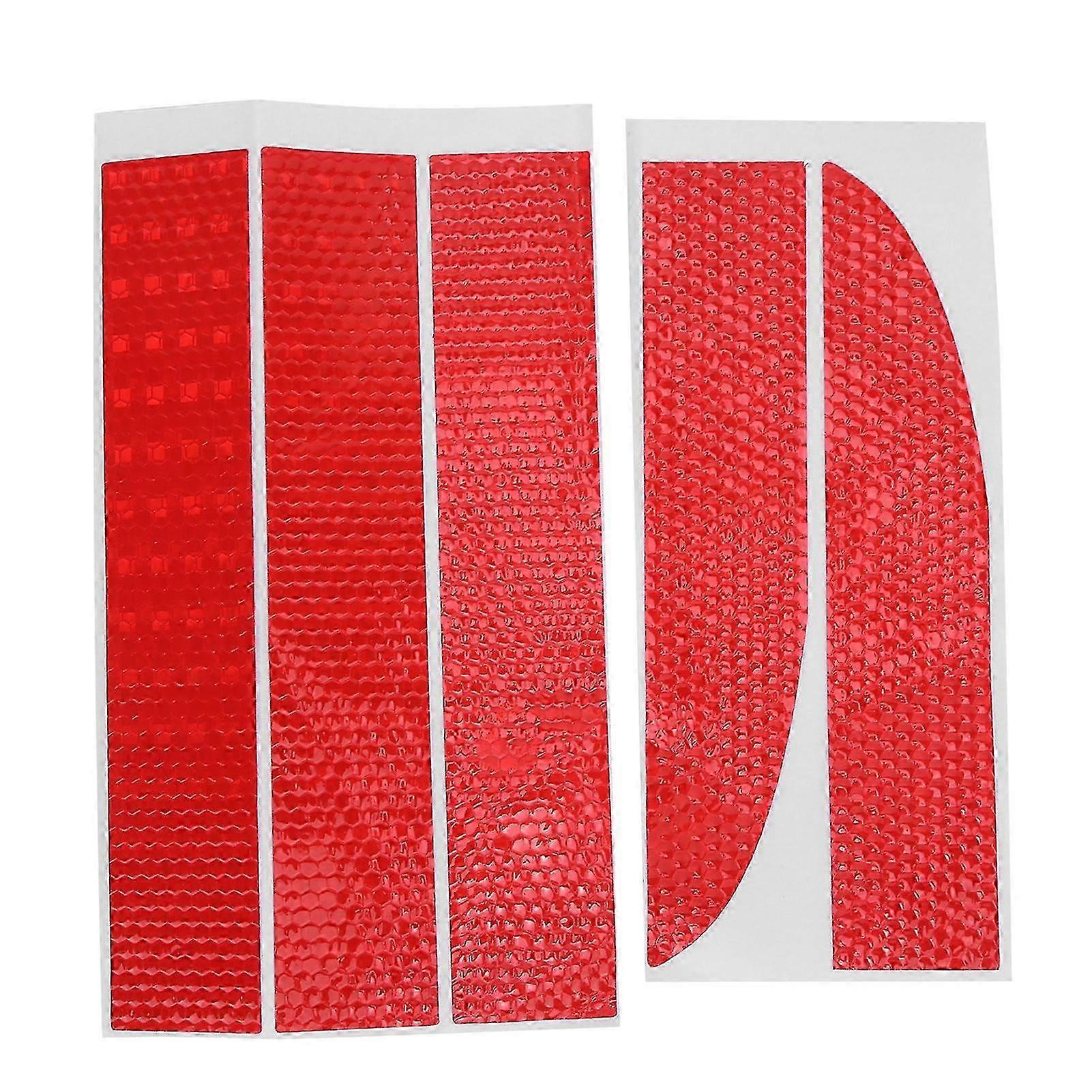 5PCS Strong Reflective Stripe Sticker High Intensity Night Visibility Universal WaterproofRed SZRH A-D