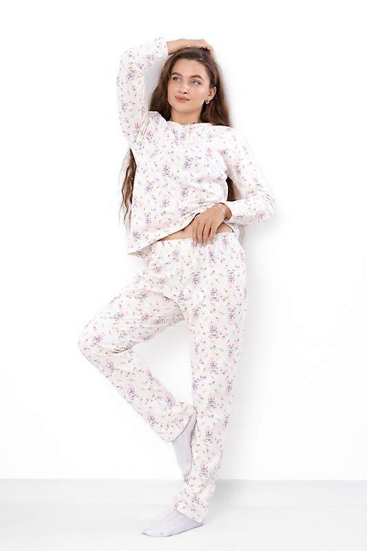 Pyjama-Set (Damen) – Weiches Baumwollfleece, Langarm & Hose, Halbsaison, HC 8240-024-1