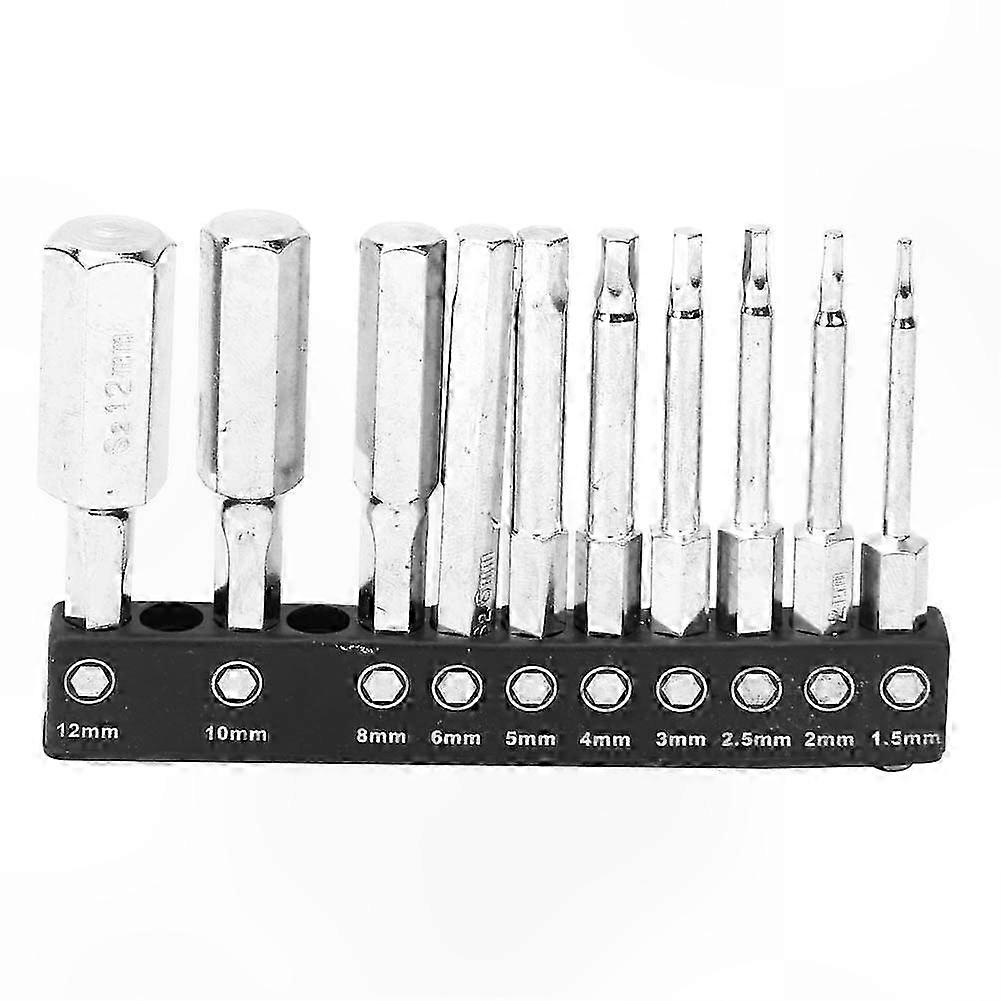 10 Pack Magnetic Hex Shank Driver Bits Set, 1.5-12mm Size, 60mm Long