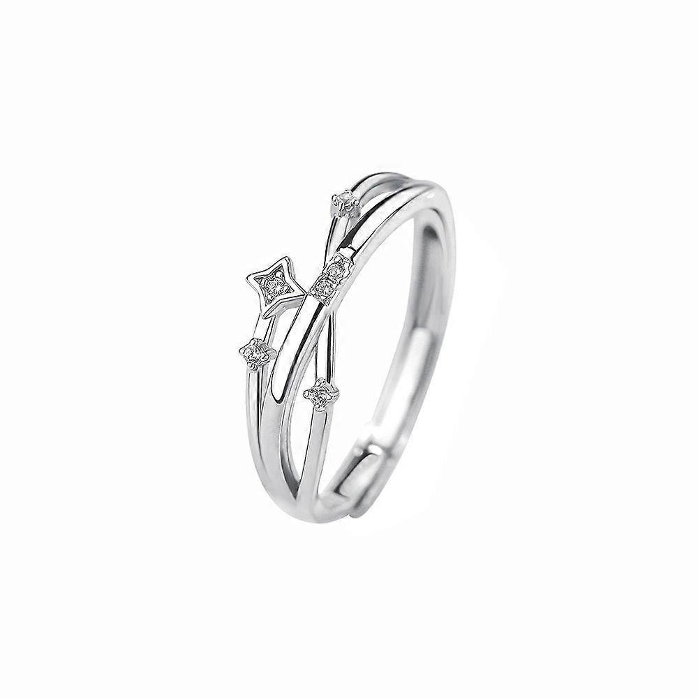 Meteor Ring, Women's S925 Sterling Silver Versatile Fashionable Four-Pointed Star Cross Star Index Finger Ring