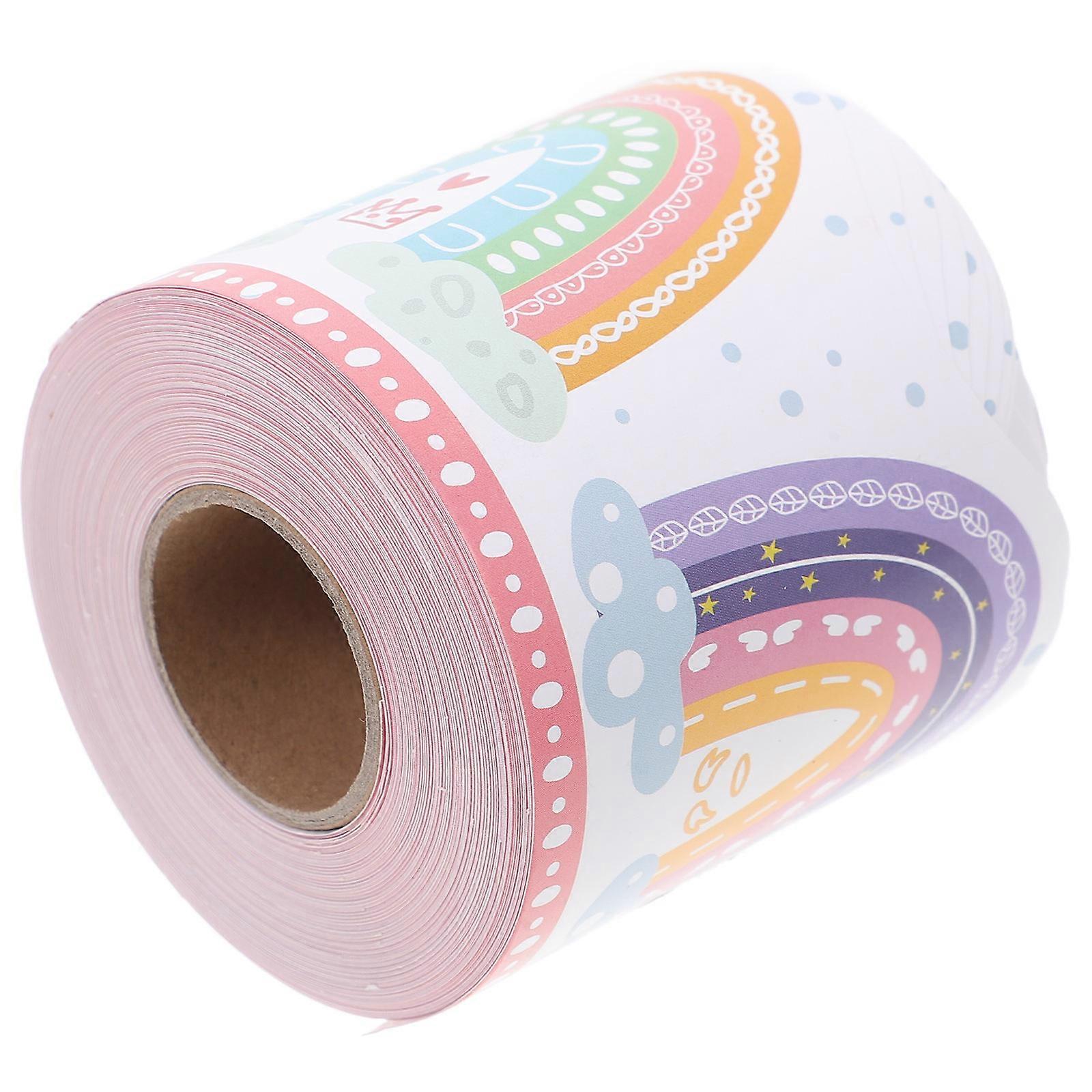 Rainbow Scalloped Boho Bulletin Board Border Stickers, Self Adhesive Thick Paper Trim for Classroom Display Decorations, Blackboard and School Notice
