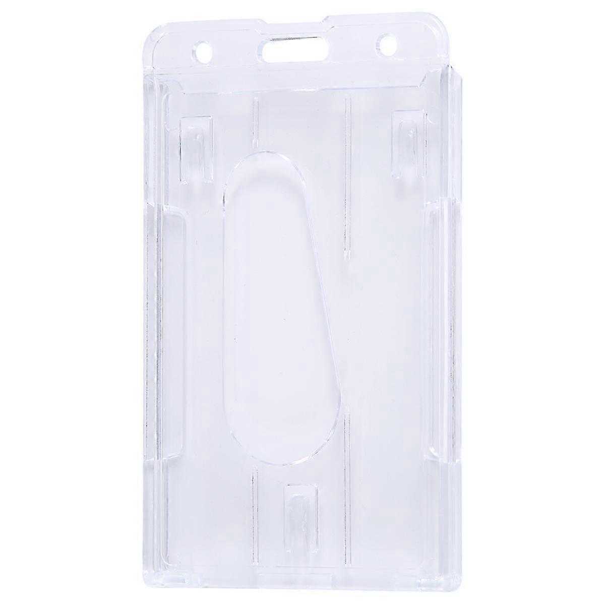Vertical Hard Plastic Badge Holder for Double Card ID with Multi-Parent Function, Size 10x6cm