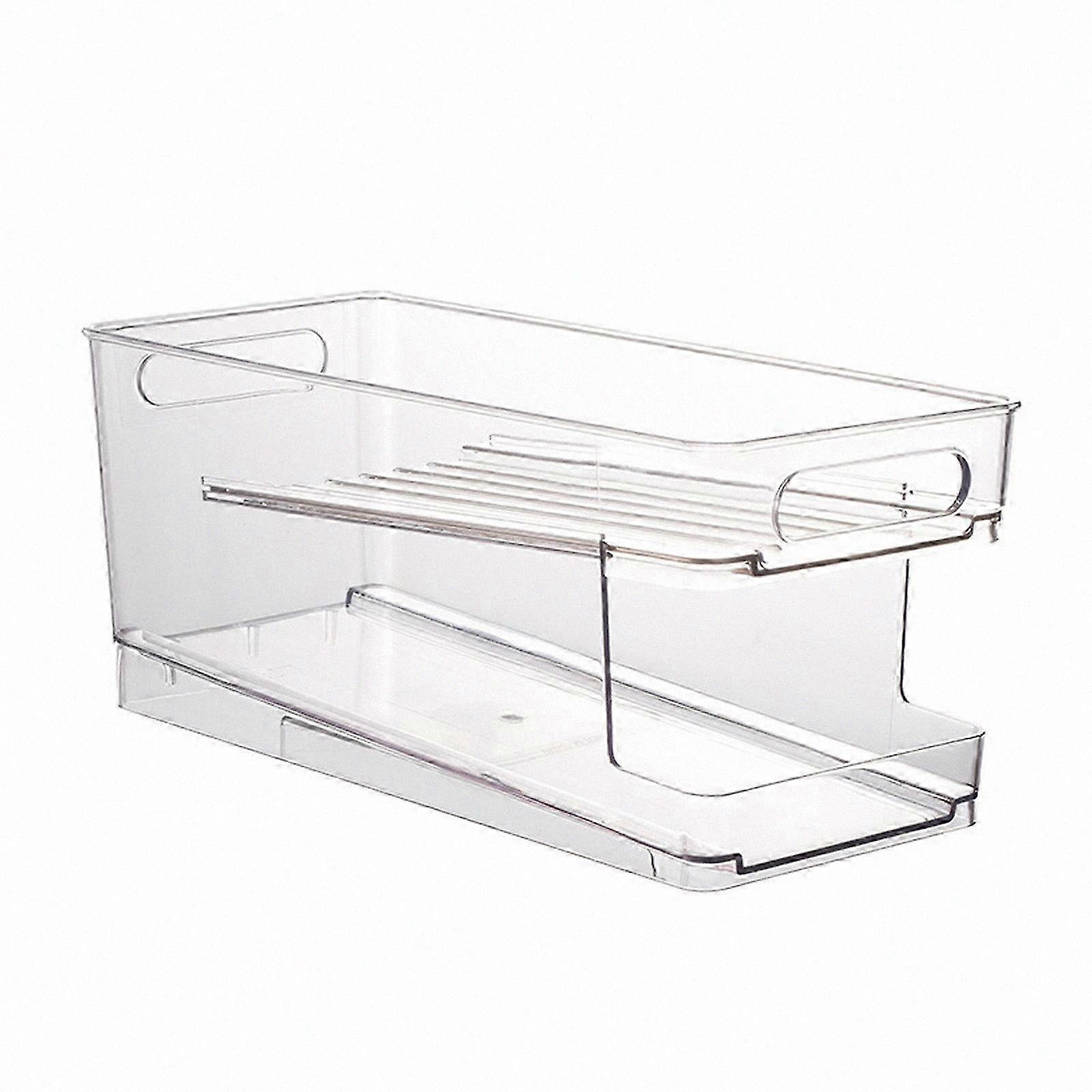 Double Layer Fridge Can Rack Organizer, 34x13.5x15.3cm, Soda Can Storage Solution for Refrigerator