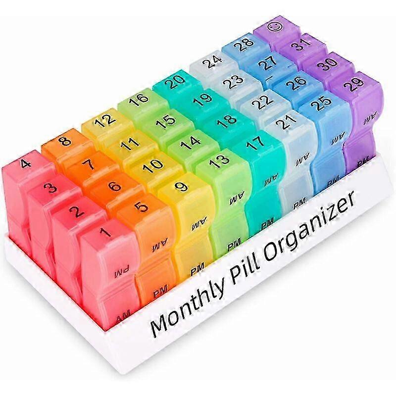 2 times a day monthly pill organizer, 30 day pill box with small compartments
