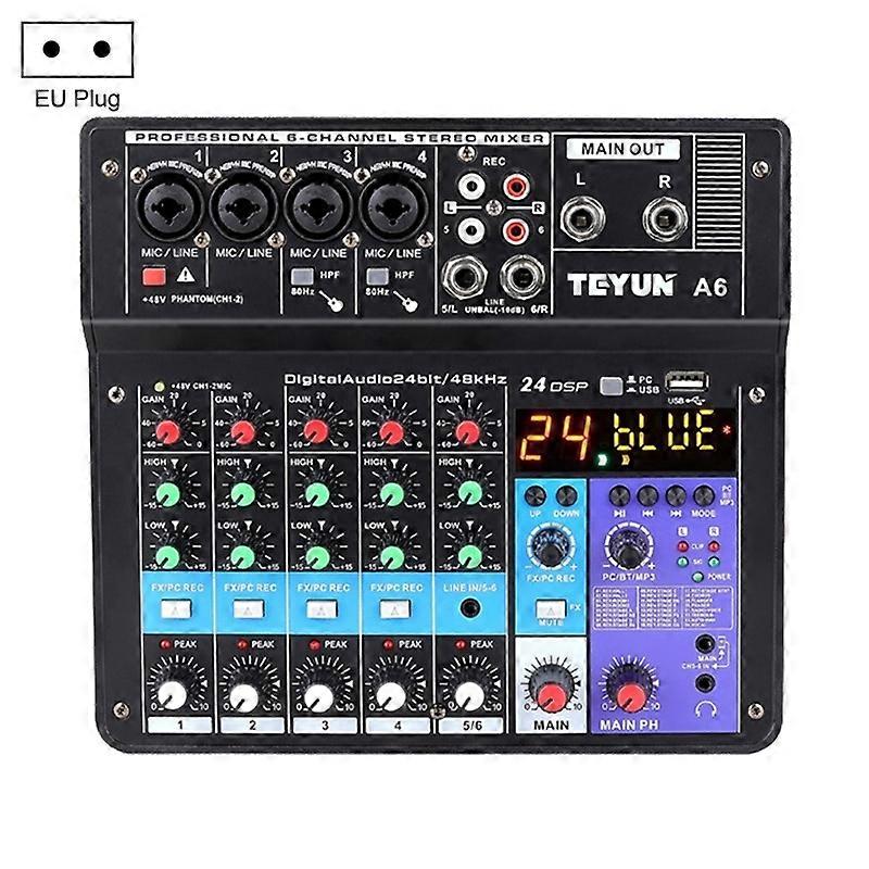 TEYUN NA6 Petite console de mixage 6 canaux, prise UE