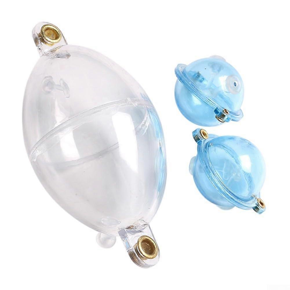 Inline Bubble Fishing Floats 3Pcs Transparent Blue for Freshwater and Saltwater Fishing, Durable Design and Optimal Buoyancy