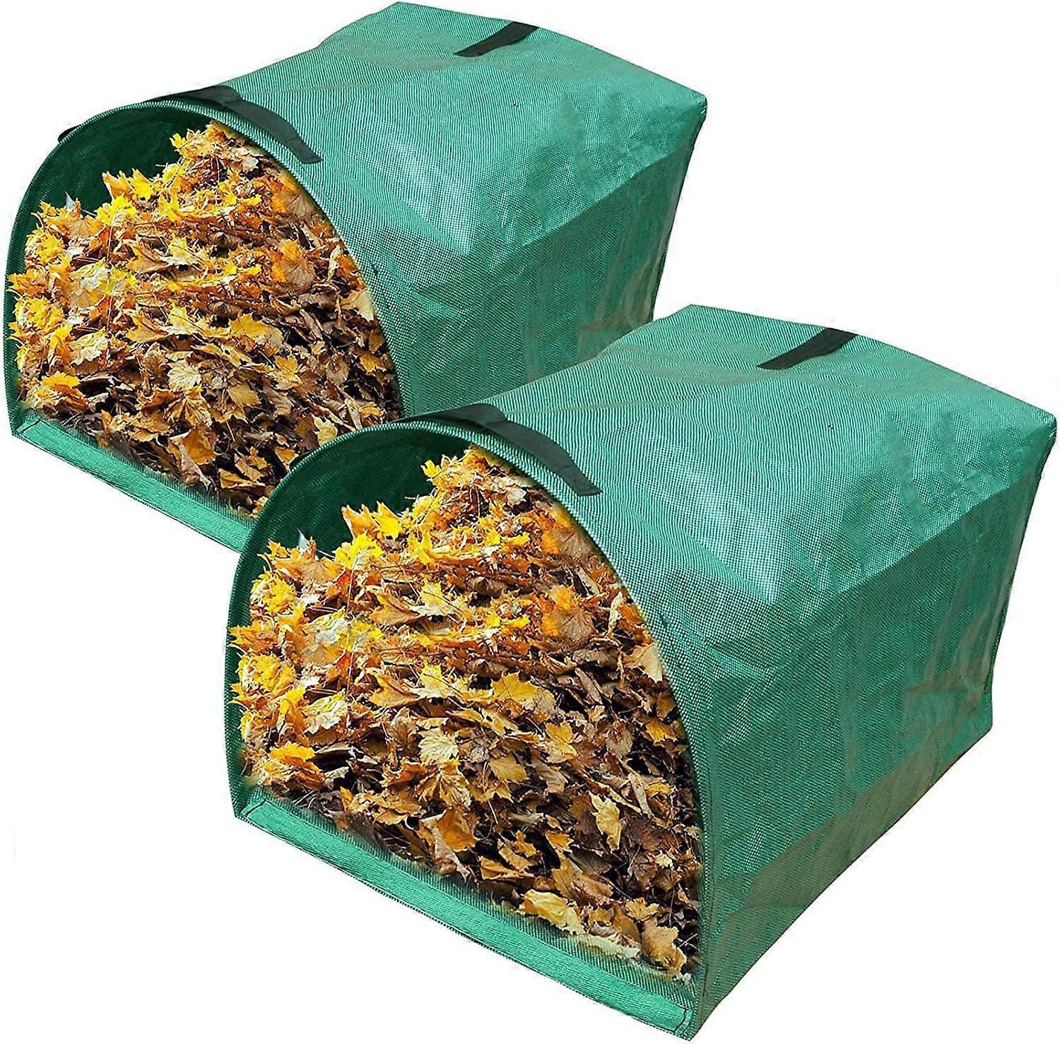 Leaf Bags 2-Pack Heavy Duty Garden Waste Bags Dustpan Style for Lawn and Pool Leaf Collection, Reusable, Large Capacity