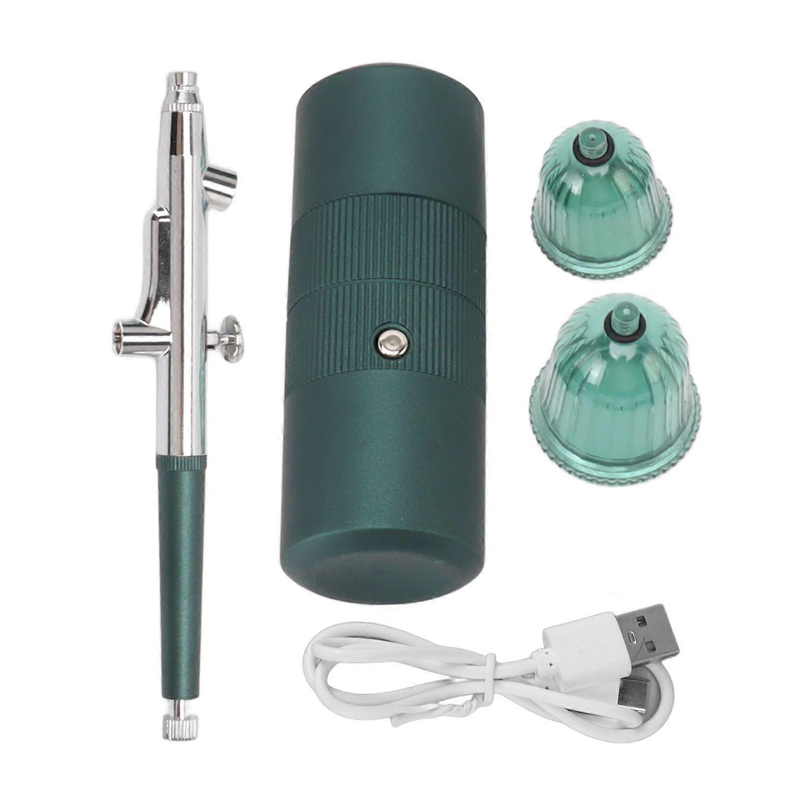 Mini Air Compressor Facial Airbrush Portable Water Oxygen Sprayer Nano Mist Sprayer Facial Mister Device Emerald Green