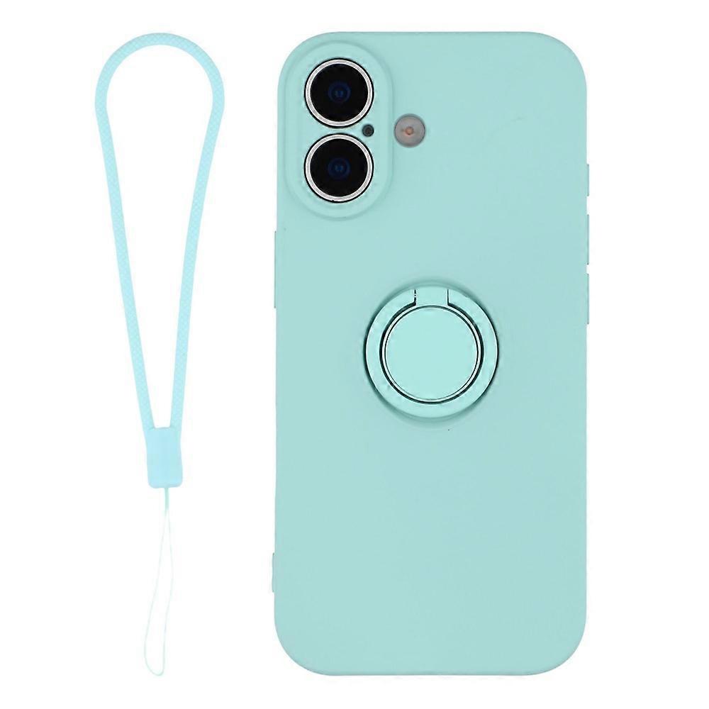 Compatible For iPhone 17 Silicone Case with Strap Ring Kickstand Phone Cover