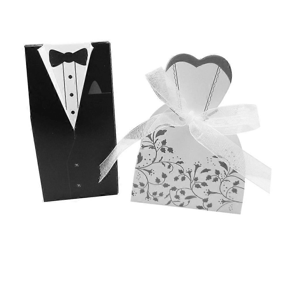 100Pcs Bride And Groom Candy Box Wedding Presents Rectangular Elegant Storage Assorted Color Gift Packaging For Guests