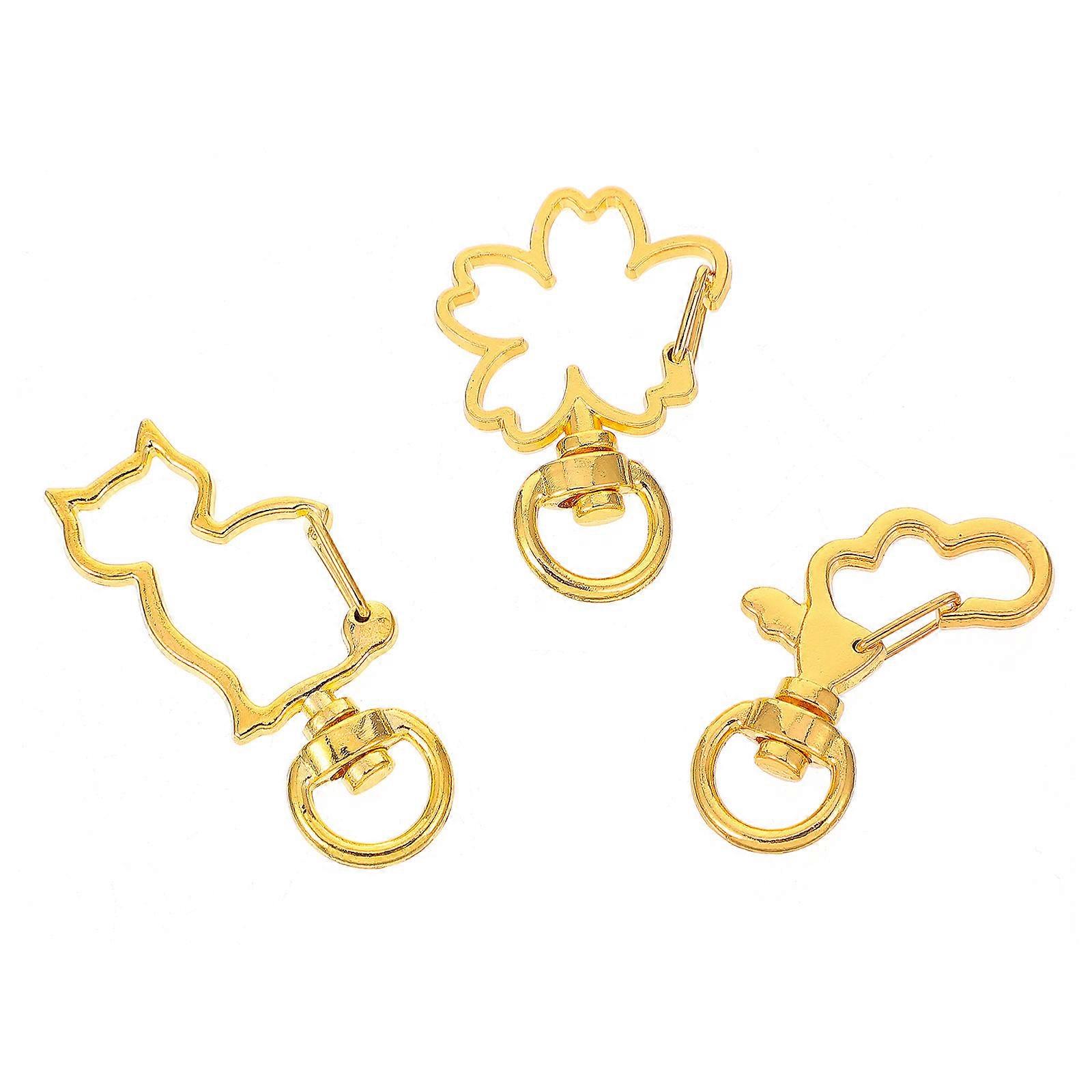 30pcs Metal Snap Hooks with Key Ring Golden Swivel Lobster Clasps Mixed Style
