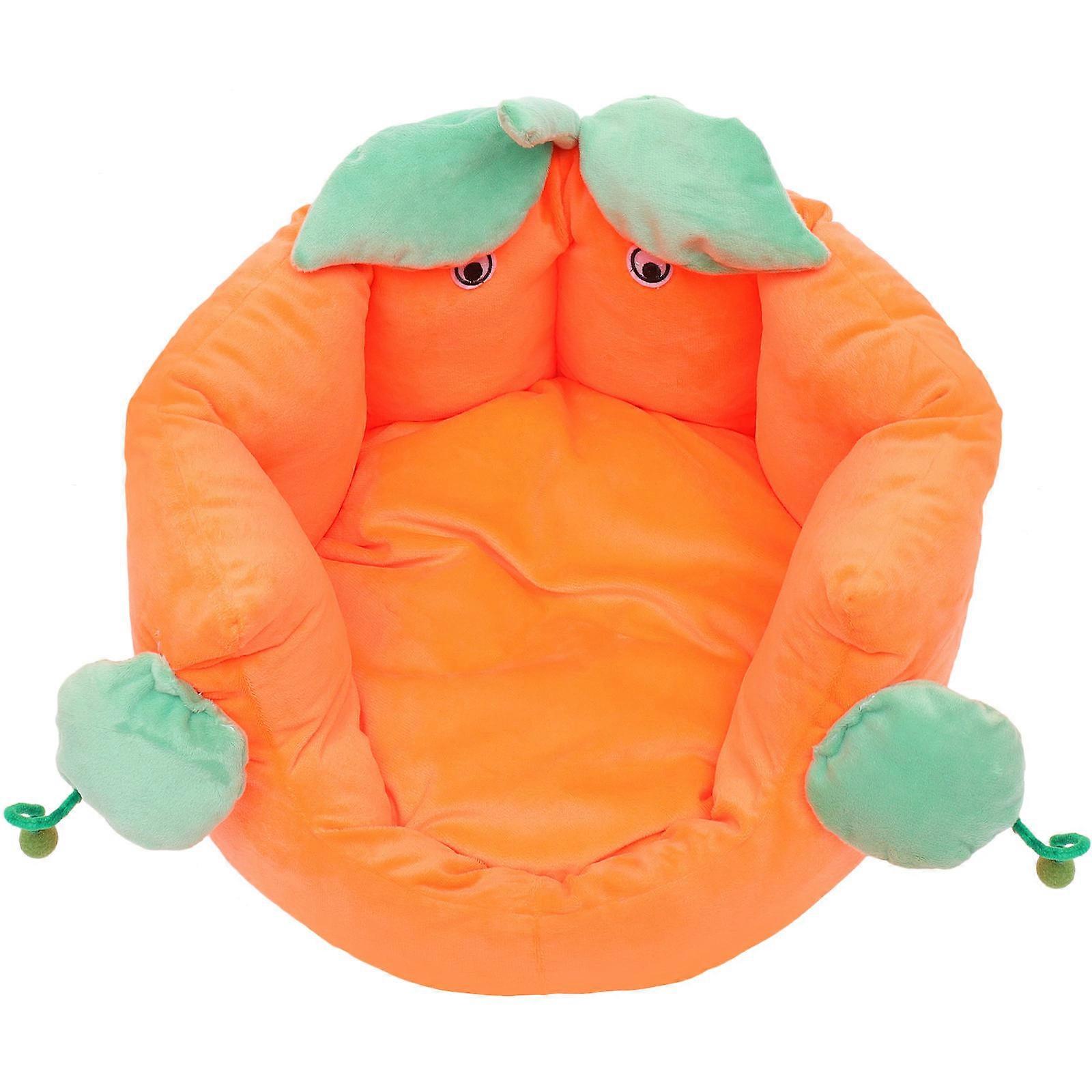 Pet Bed Warm Kitten Sleeping Bed for Comfort Orange Plush Material