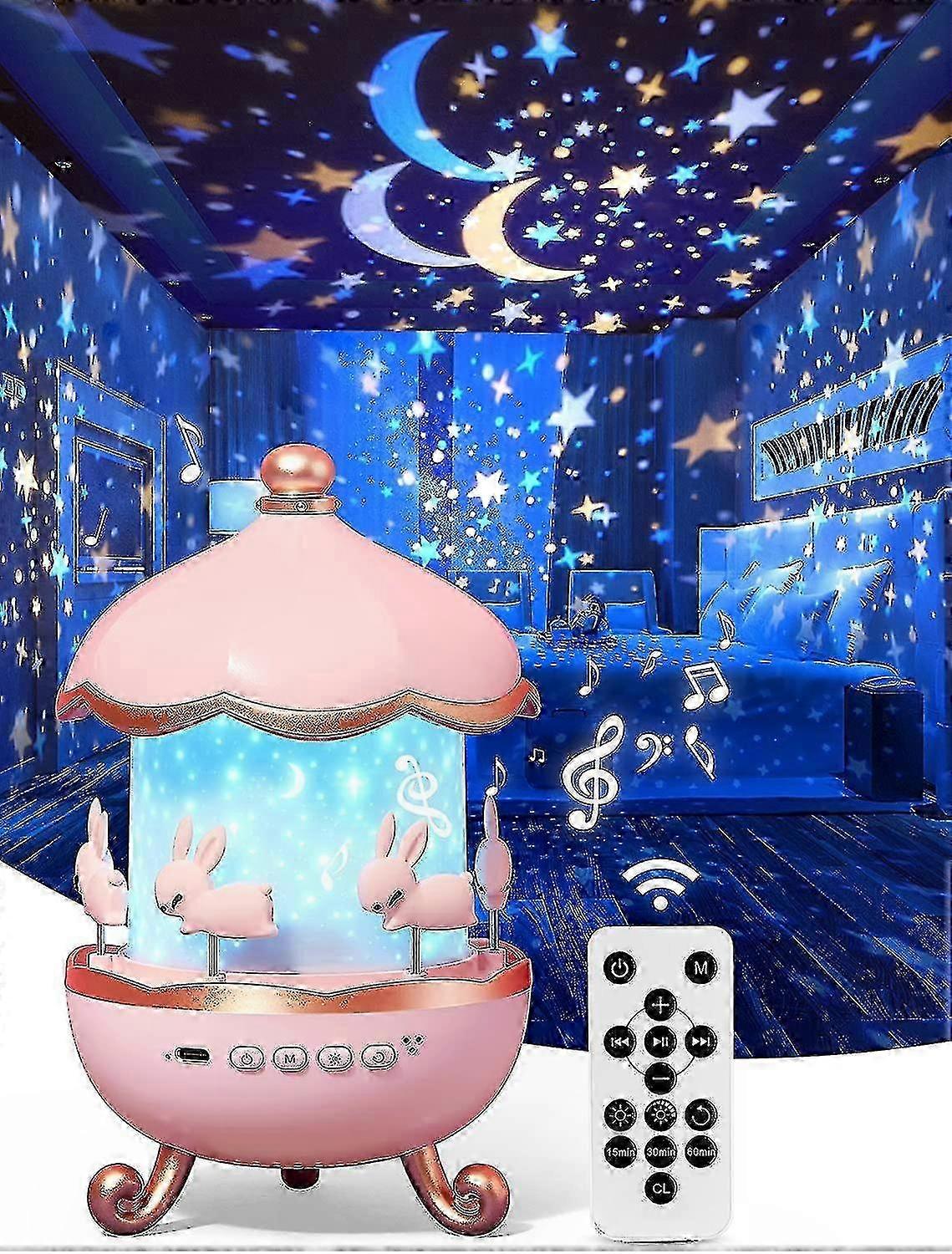 12-Color Changing Night Light Projector with White Noise for Kids Room Decor, Remote-Controlled Star Light Timer