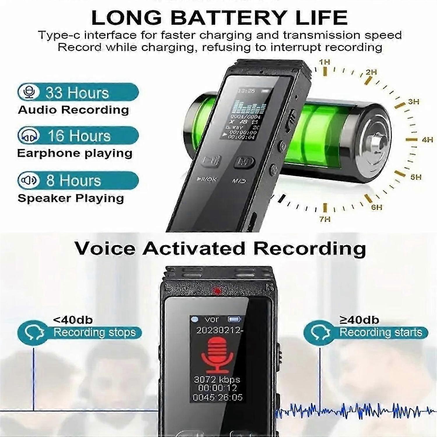 32GB Digital Voice Recorder Bluetooth