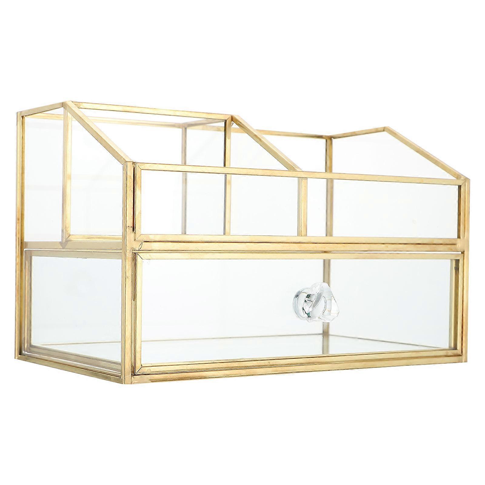 Cosmetics Box Double Layer Glass Organizer for Storage Makeup Items