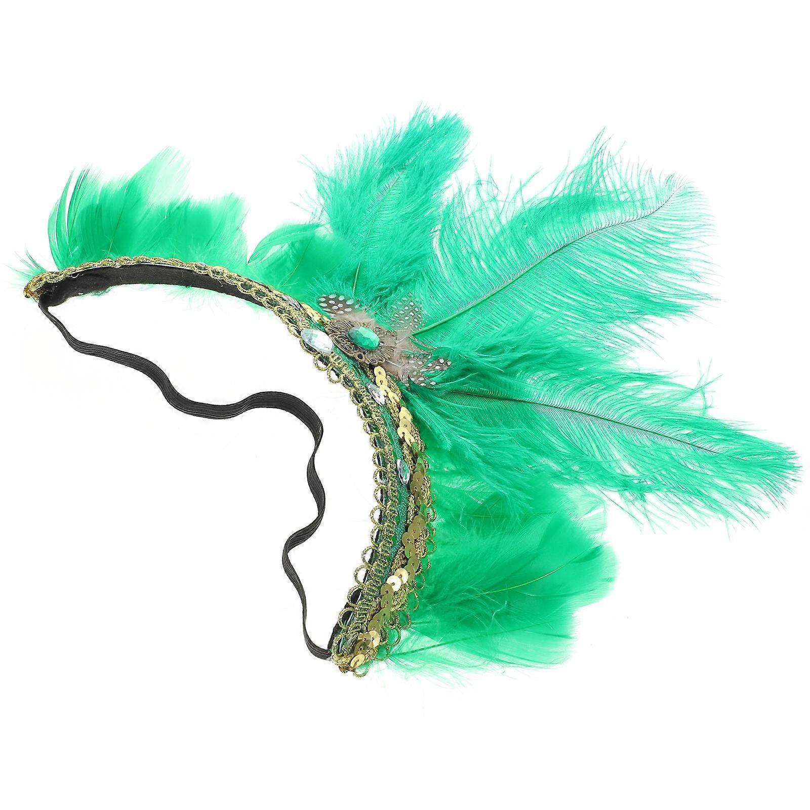 Green Decorative Fascinator Headband for Carnival 3Pcs Plumage Headpiece