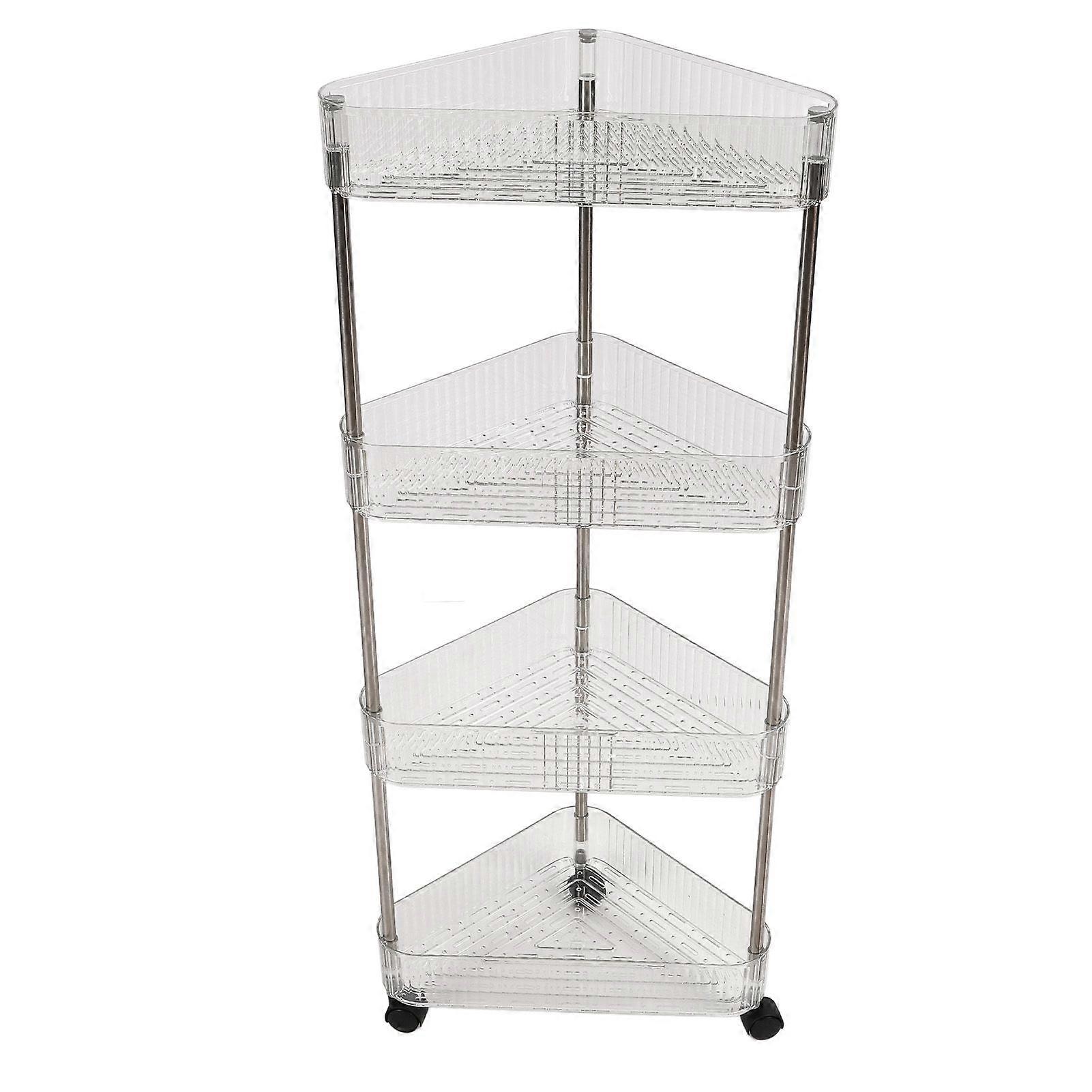 4 Tier Rolling Cart Transparent Multi Functional Movable Corner Baby Diaper Caddy Organizer Cart for Office Living Room Kitchen