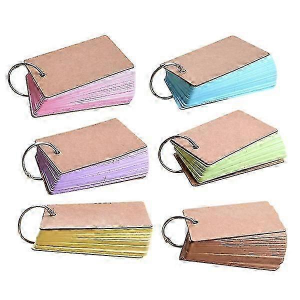 6pcs Kraft Paper Binder Ring Easy Flash Cards Memo Scratch Notes Pads For School Office Staionery Supplies