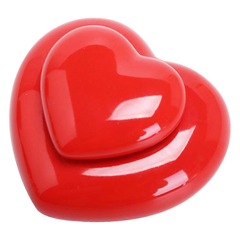Red Ceramic Heart Powder Jar for Cosmetic Storage 2Pcs