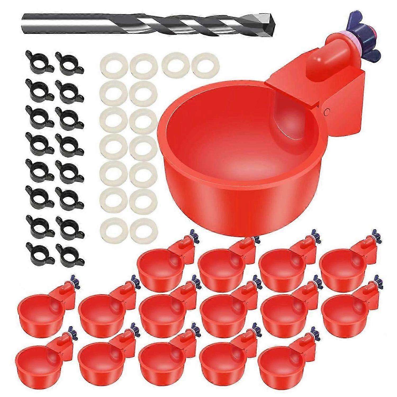 16 Pcs Automatic Chicken Waterer Cups Poultry Waterers with Drill Bit