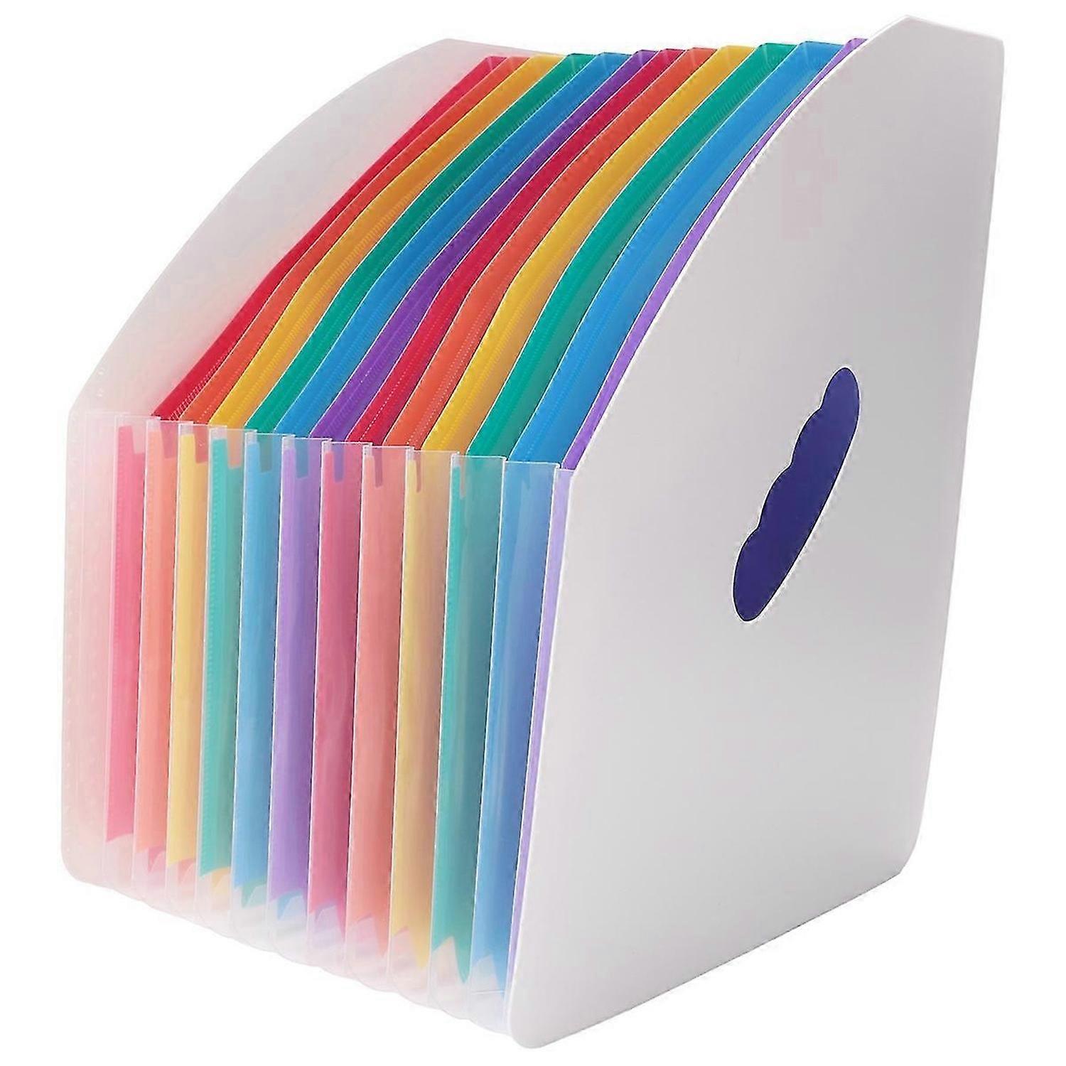 Expanding File Holder Folder Standing A4 Vertical File Organizer Magazine Basket Desktop 13 Pockets