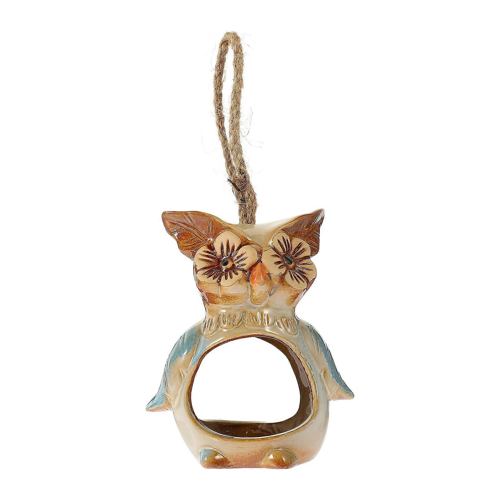 Owl Hanging Small Flower Pot for Home Ceramic Wall Mounted Hydroponic Planter