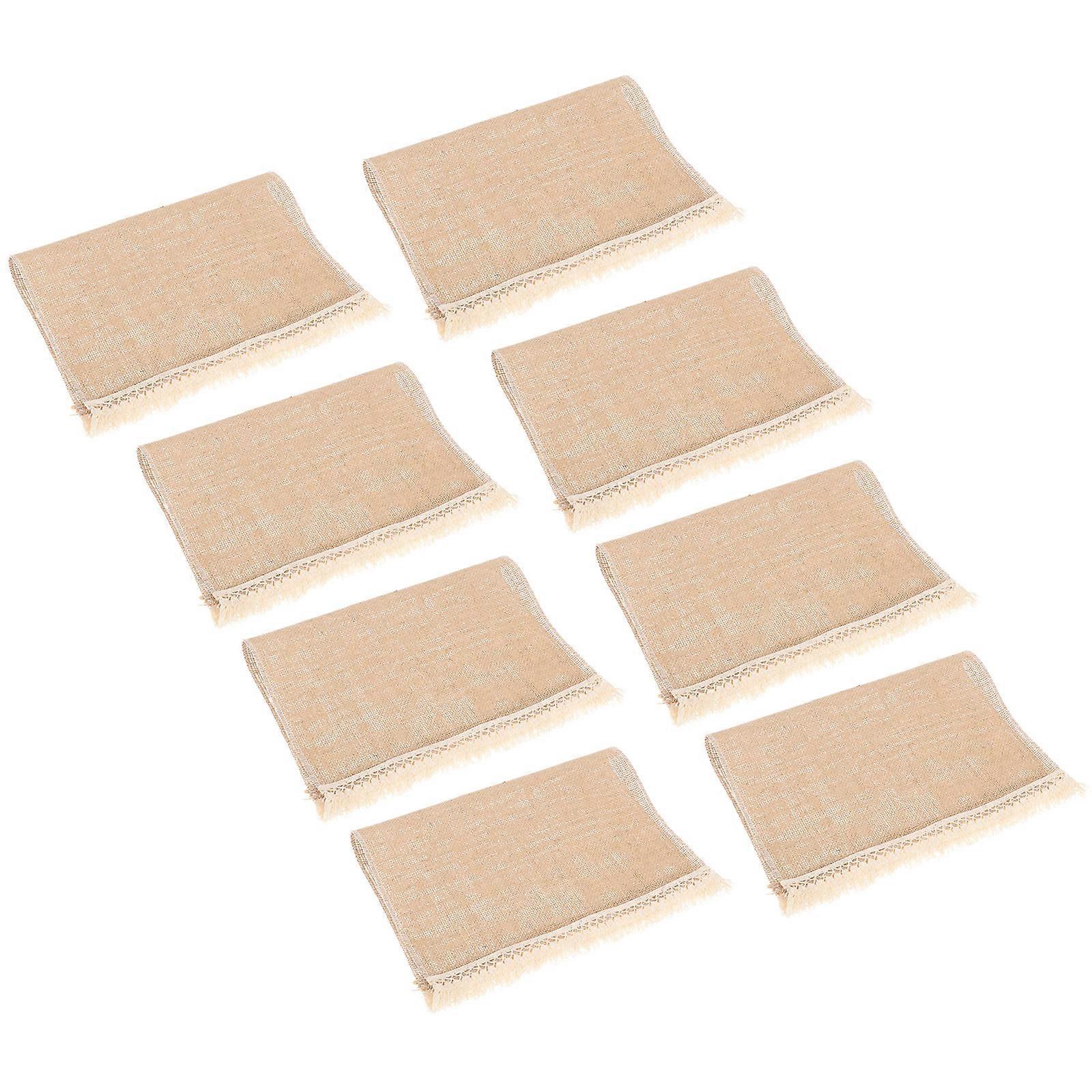 Rustic Table Placemat Cotton Linen Decorative Placemat with 8Pcs Set