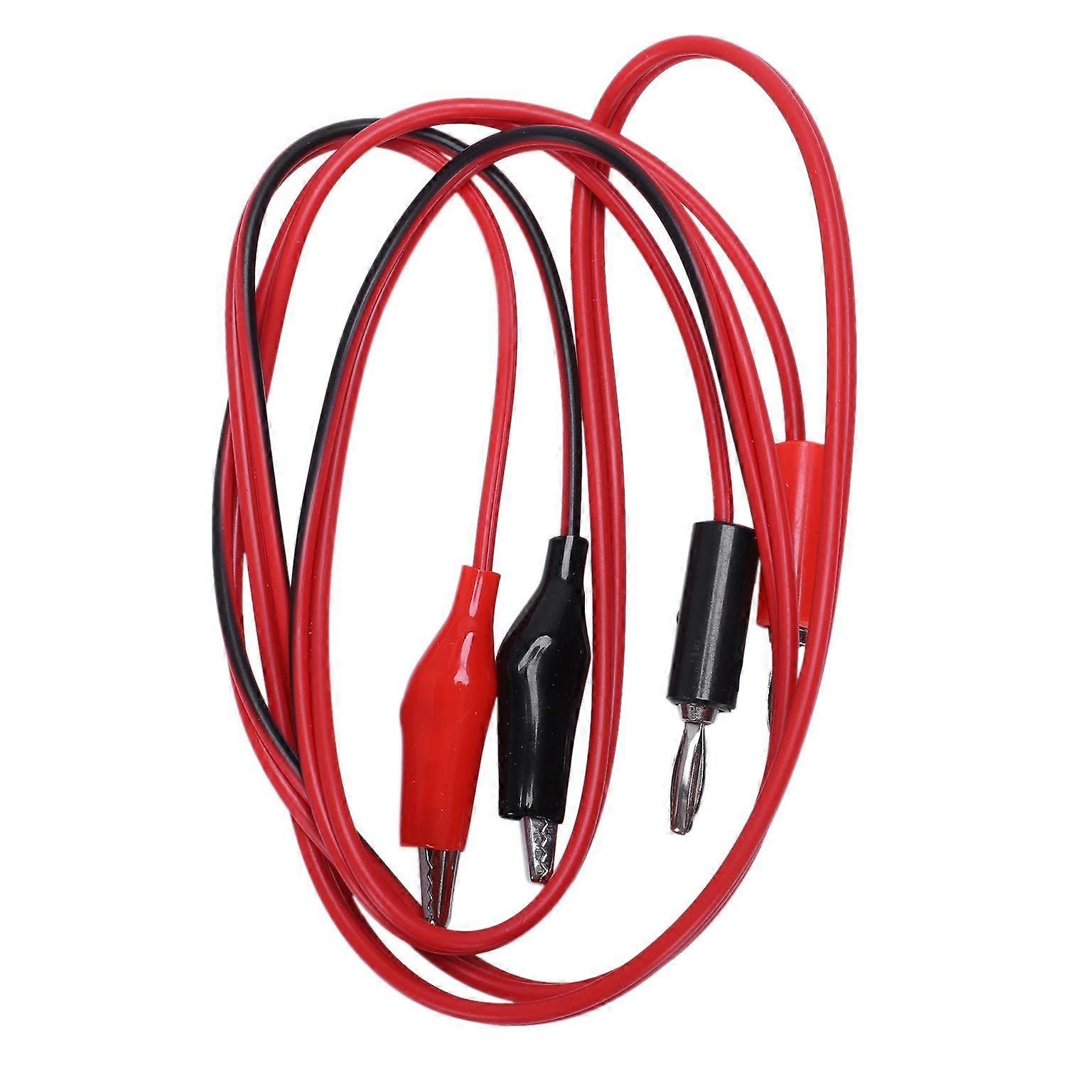 Dual Crocodile Clips Banana Plug Male To 2 Test Leads Cable ColorCoded Black And Red