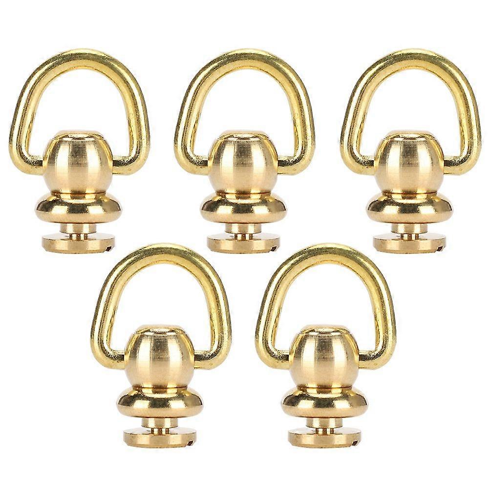 5 Sets D Ring Rivets Brass Nail Chicago Stud Screw Leather Craft Perfume Bell Gold 10x5mm