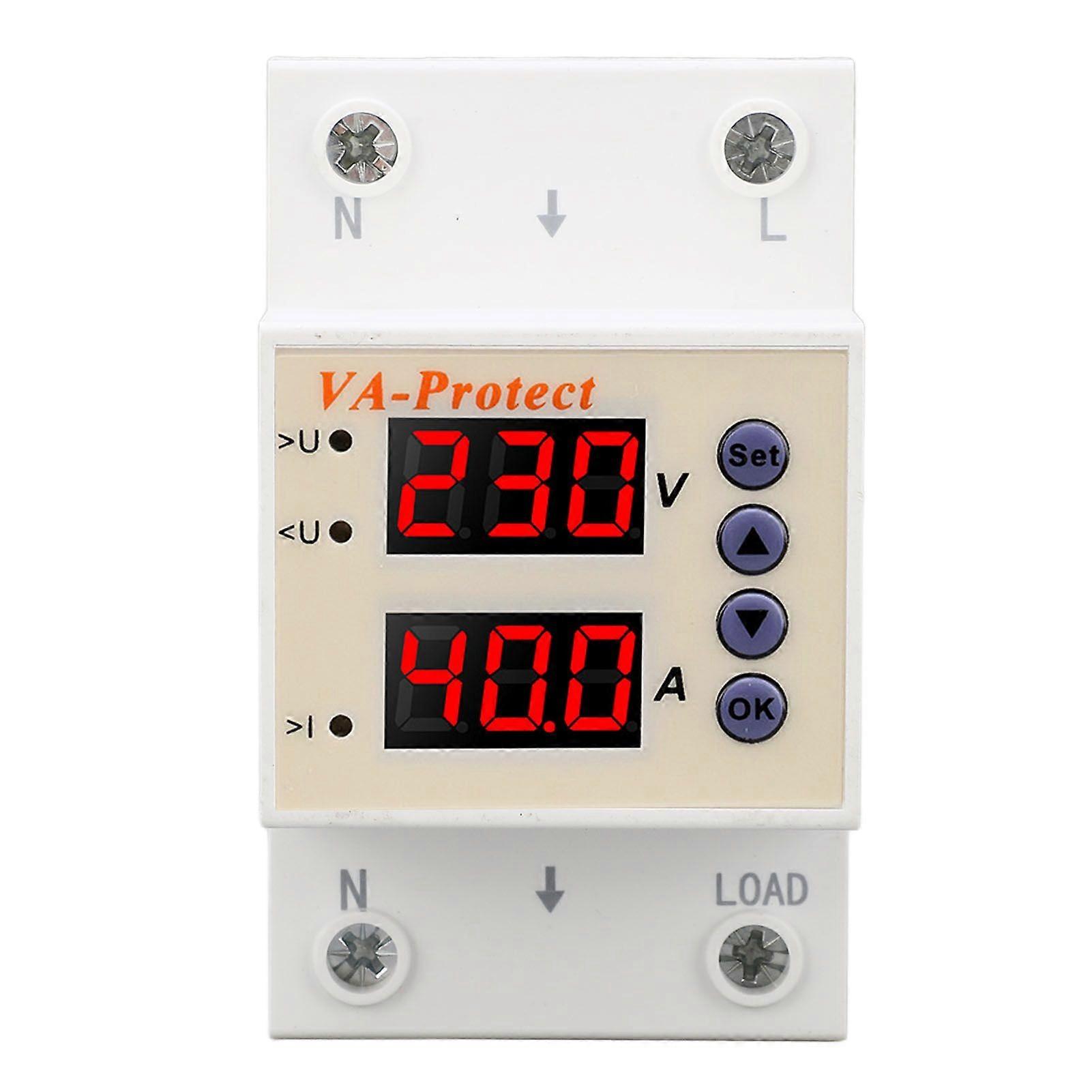AC220V Over Under Voltage Protector Self Recovery Adjustable Home Leakage Protection Circuit Breaker 63A