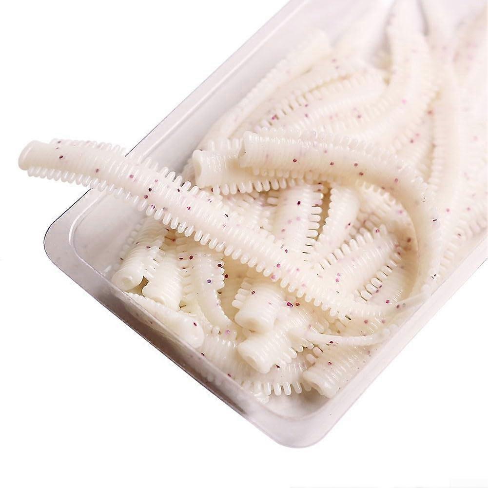 Soft TPR Simulation Sand Silkworm Fishing Lures 10Piece Set Realistic Movement No. 6 White