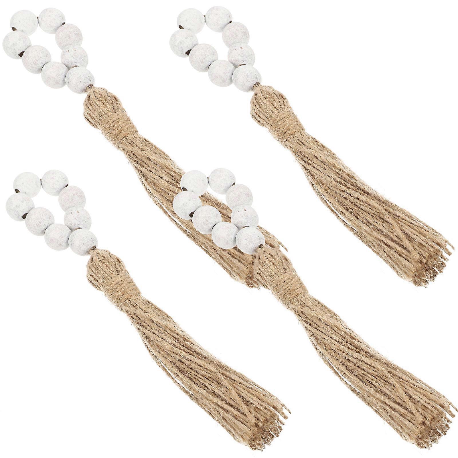 Wooden Bead Napkin Holder Rustic Rings for Decor 8Pcs Pack